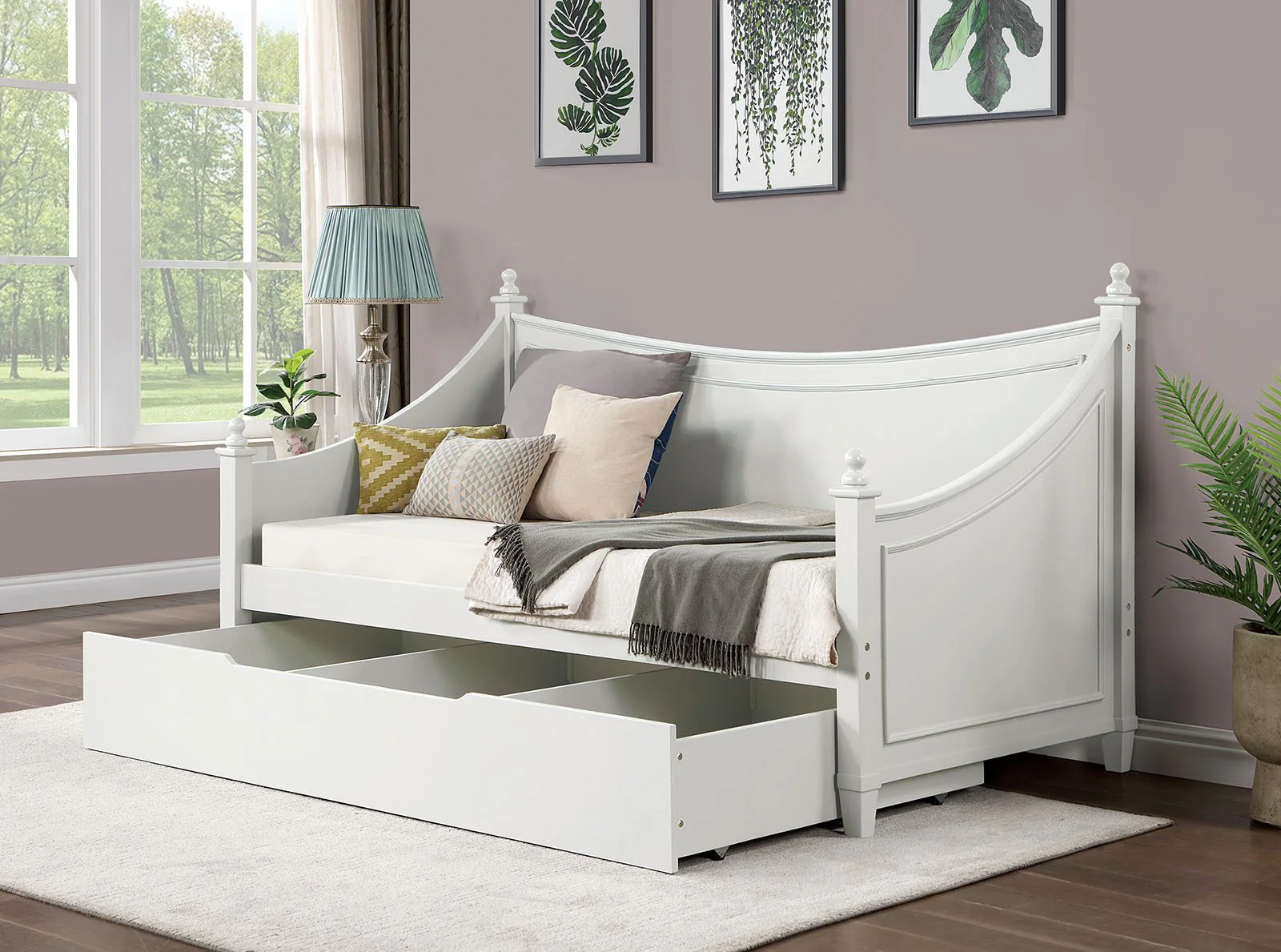 Lycoris Twin Daybed w/ Trundle, White - Image 2