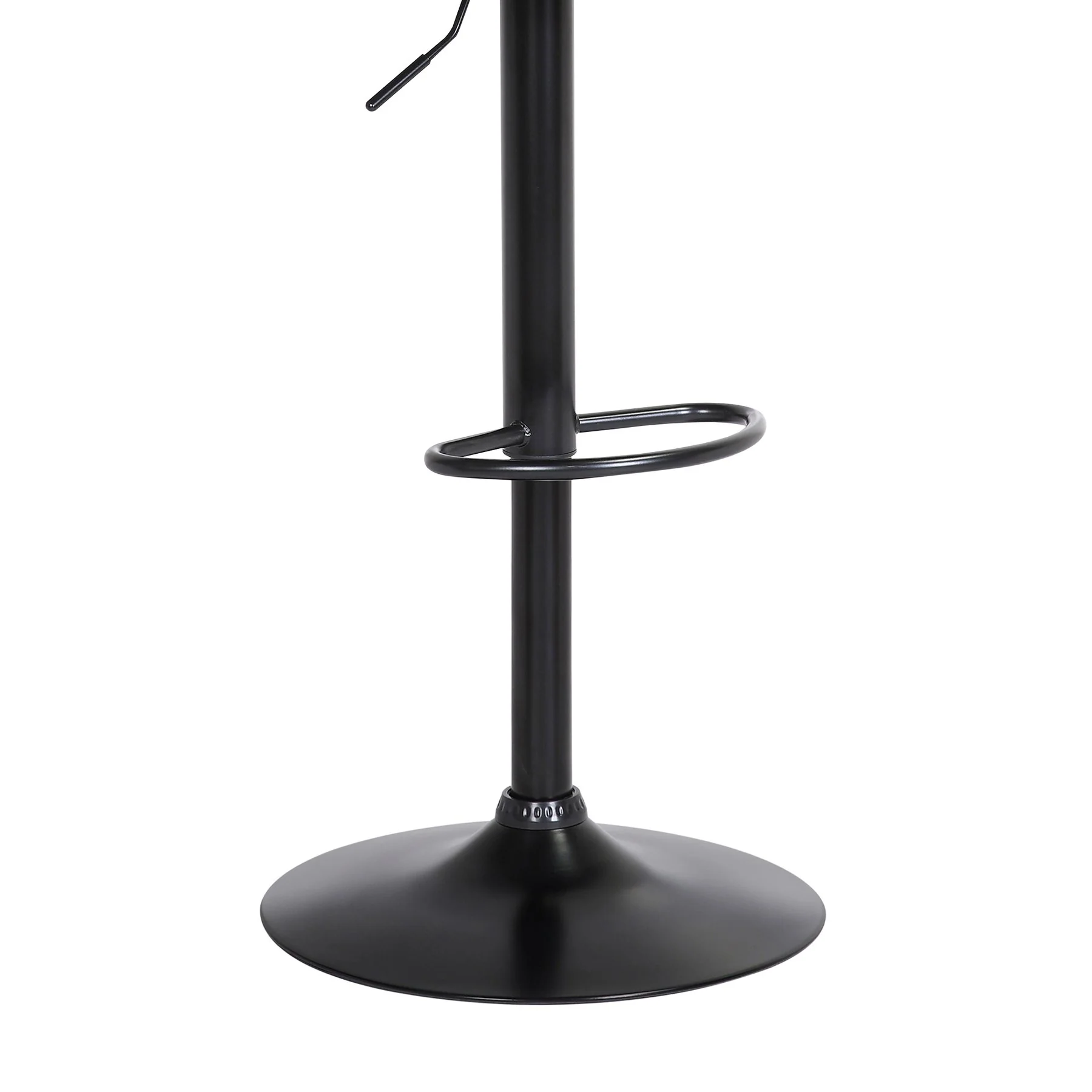 Lydia Adjustable Black Wood Bar Stool in Gray Faux Leather with Black Metal - Image 8