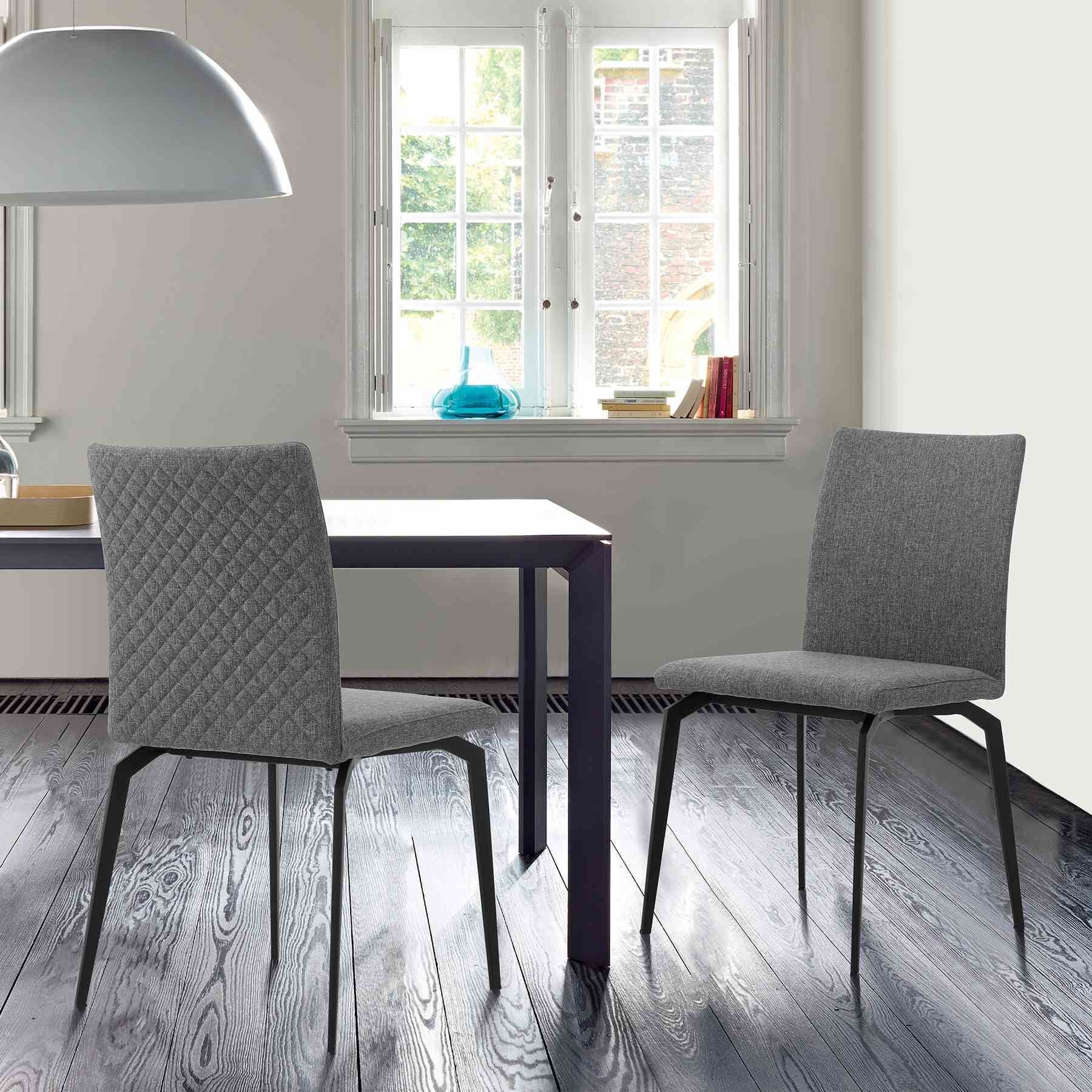 Lyon Gray Fabric and Metal Dining Room Chairs - Set of 2 - Image 7