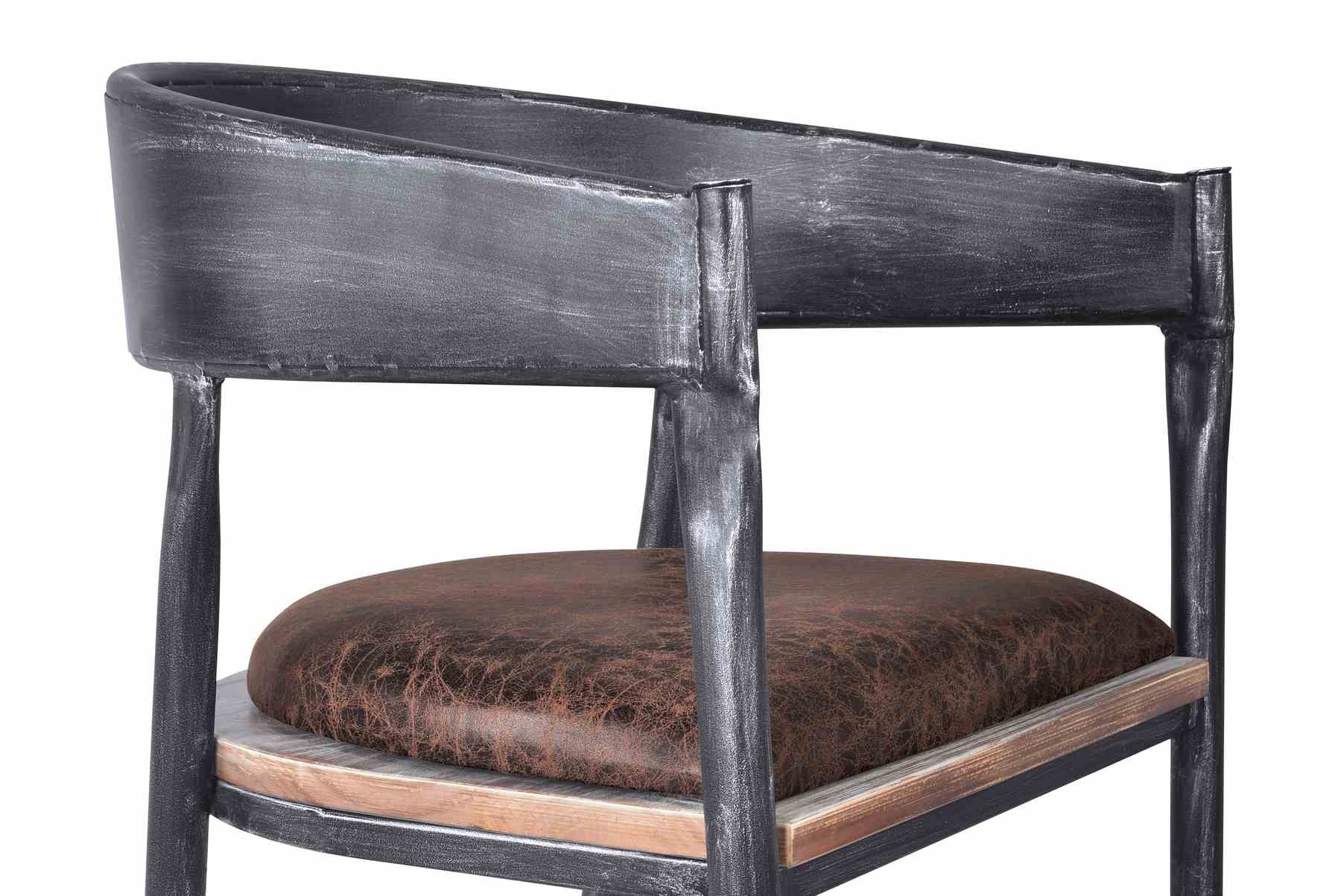 Macey Modern Dining Chair in Industrial Gray and Brown Fabric with Pine Wood - Set of 2 - Image 5