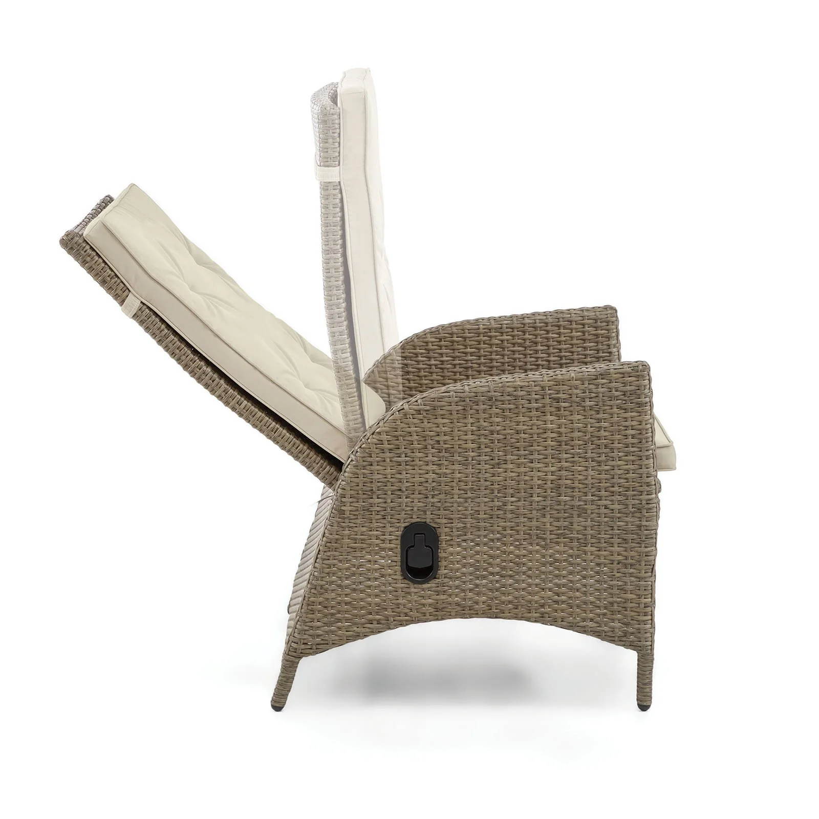 Mackay 2 Reclining Chairs + 2 Ottomans, Beige/Natural Teak - Image 2
