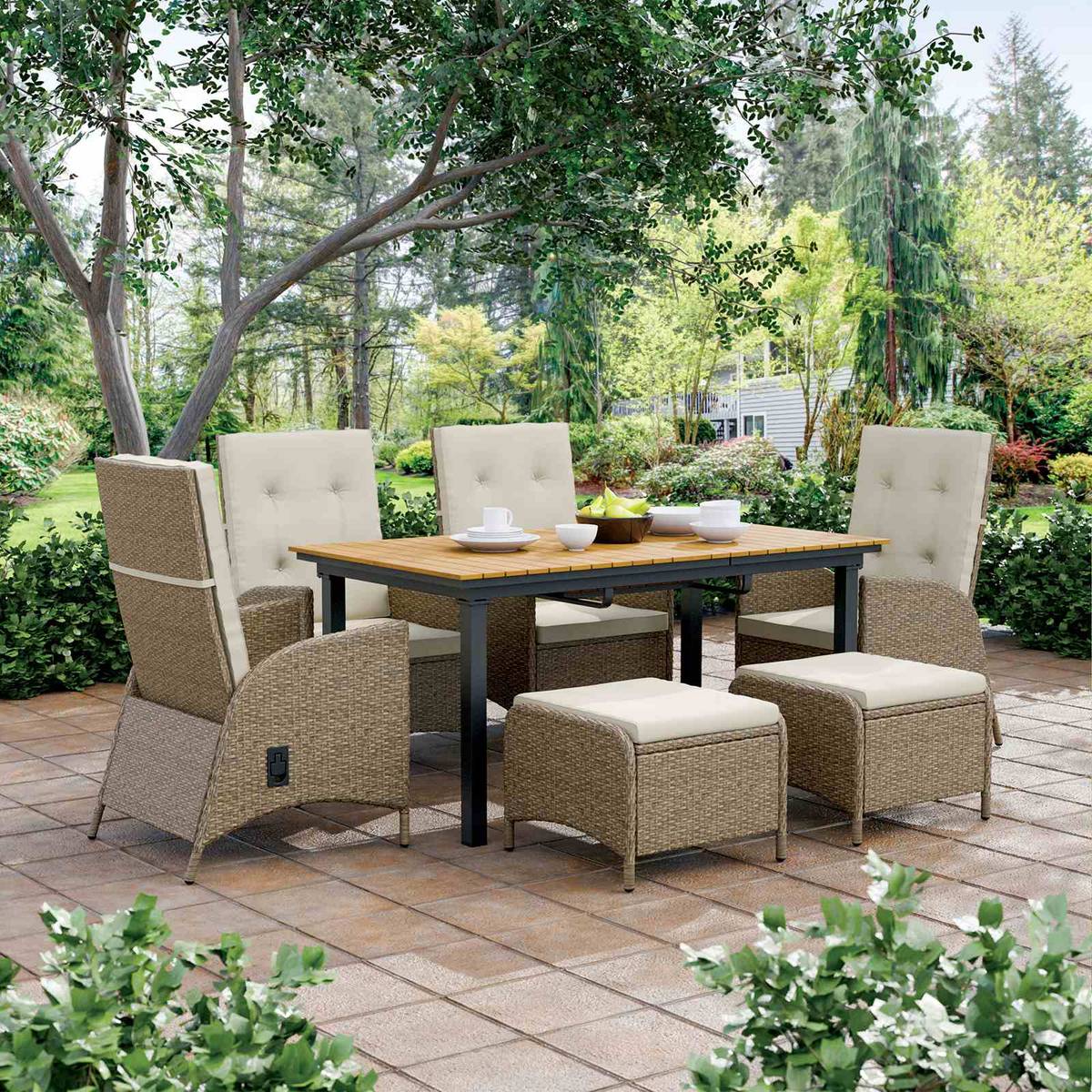 Mackay Reclining Chair (2/CTN), Beige/Natural Teak - Image 4