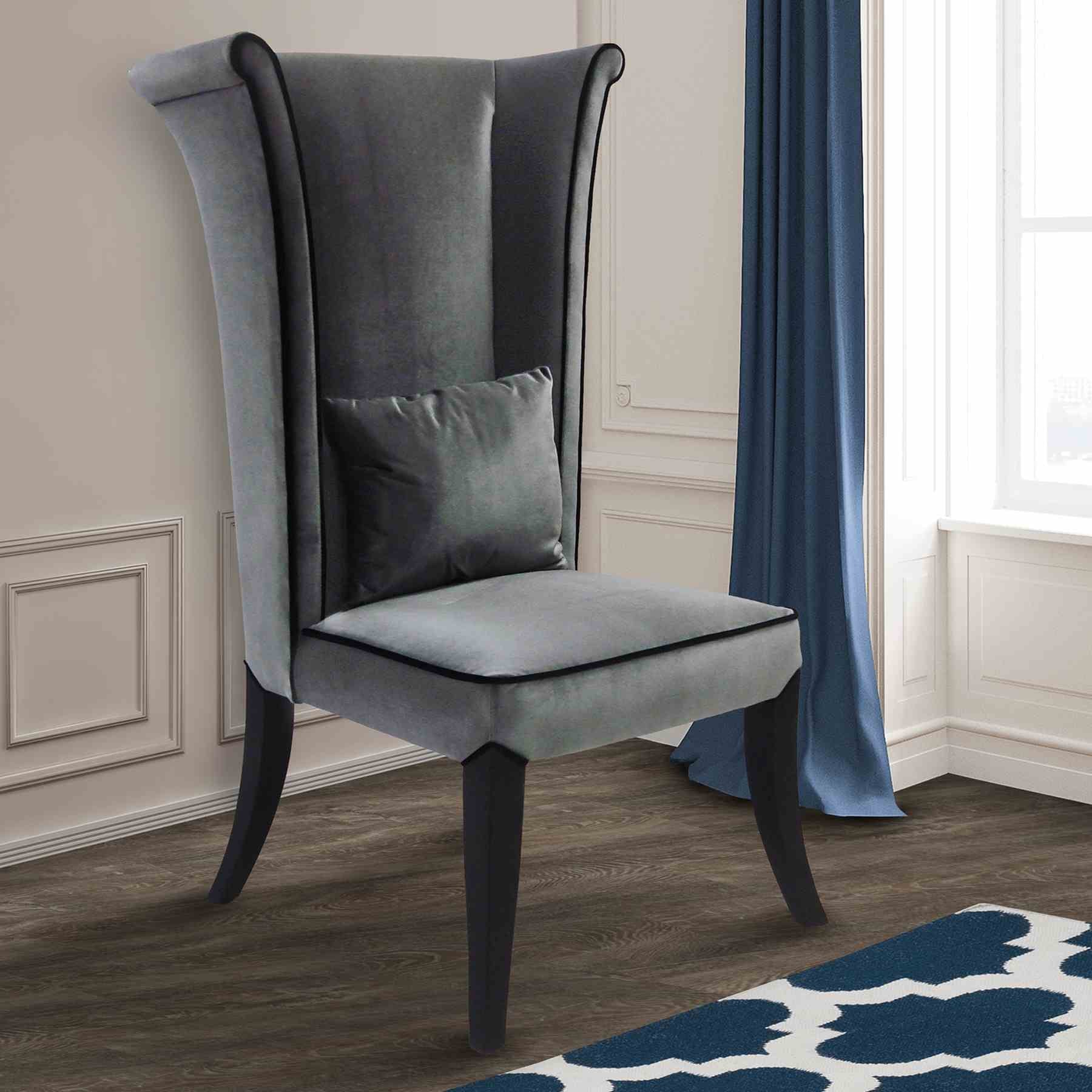 Mad Hatter Dining Chair In Gray Rich Velvet - Image 4
