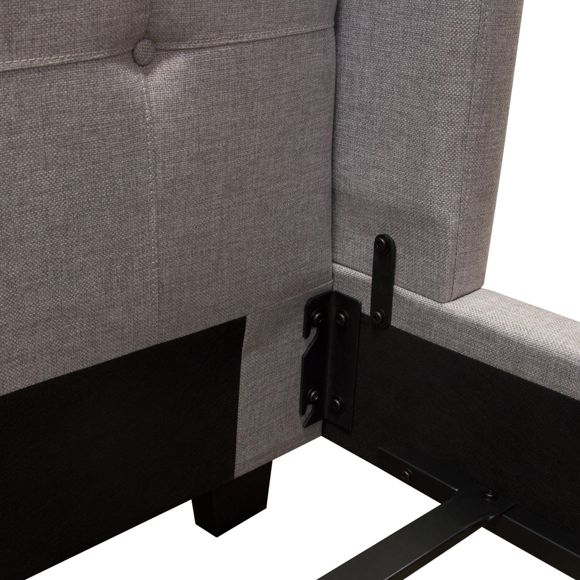 Madison Ave Tufted Wing Queen Bed in Light Grey Button Tufted Fabric by Diamond Sofa - Image 5