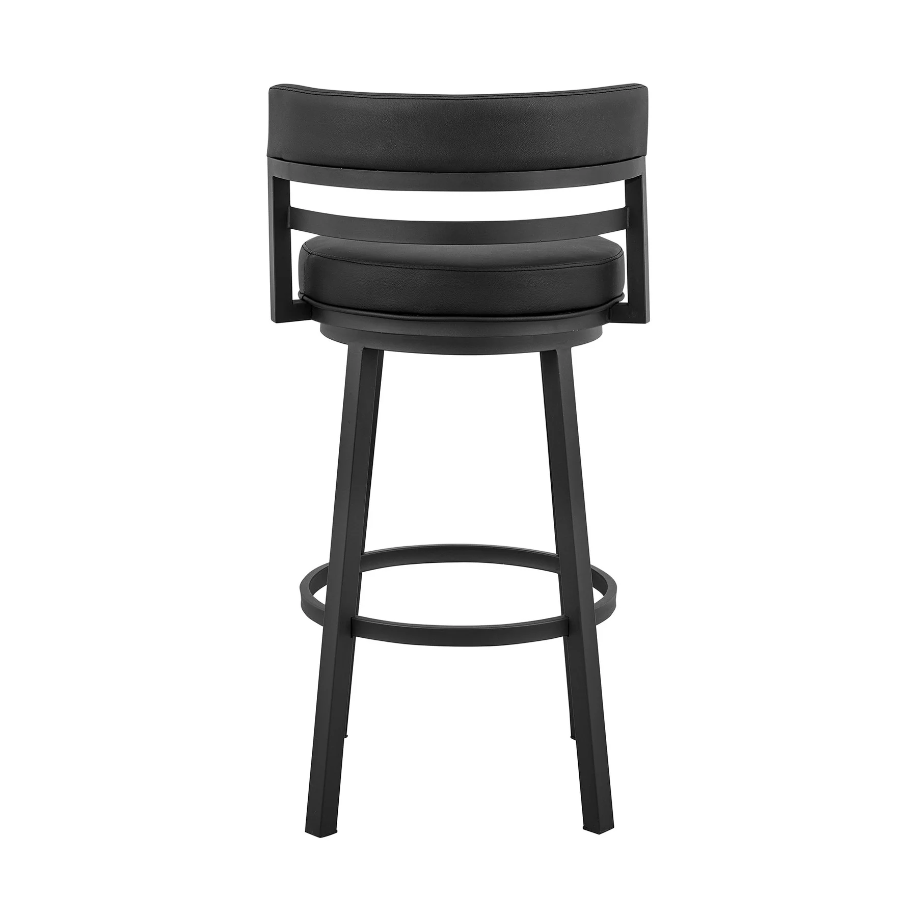 Madrid 26" Counter Height Swivel Black Faux Leather and Metal Bar Stool - Image 5