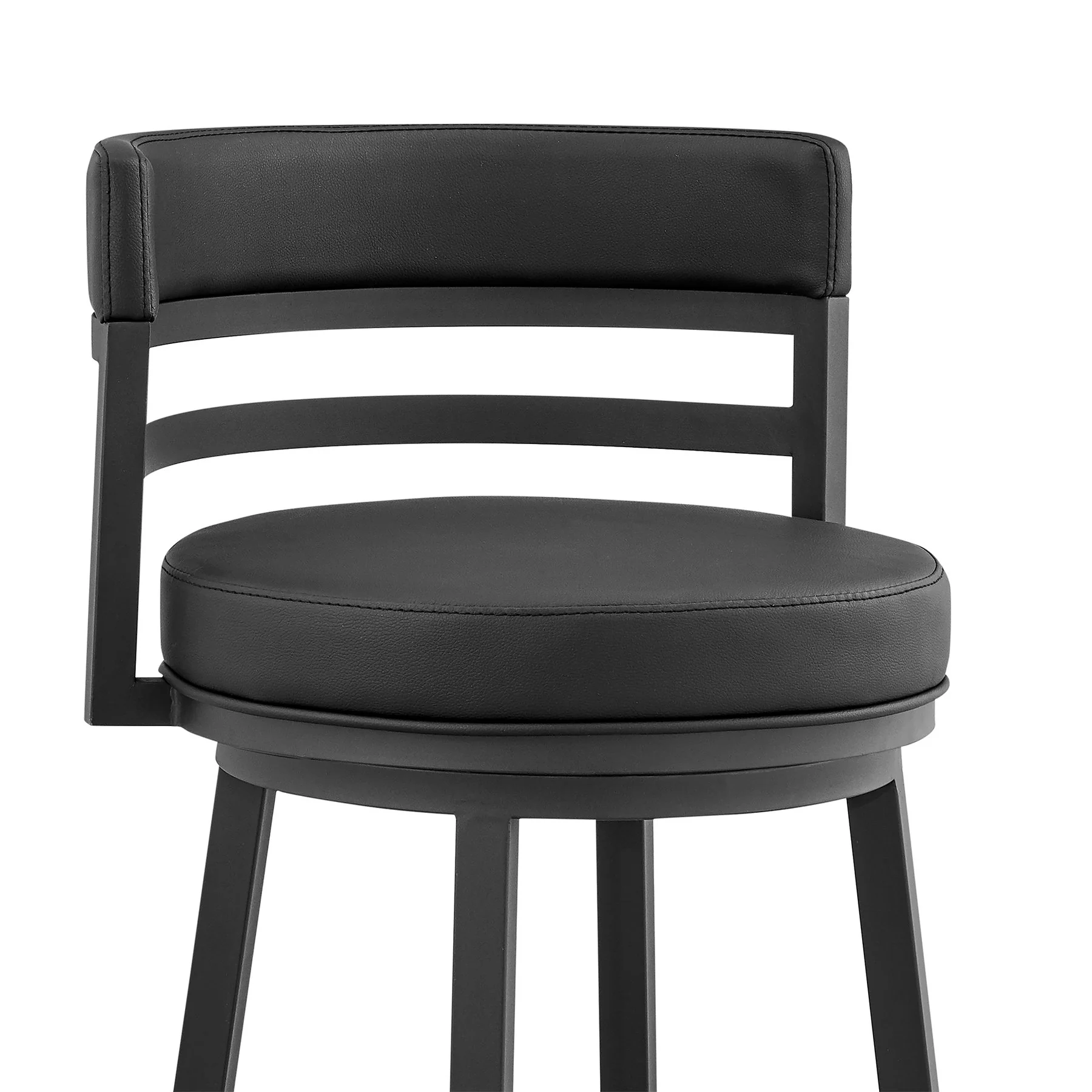Madrid 26" Counter Height Swivel Black Faux Leather and Metal Bar Stool - Image 6