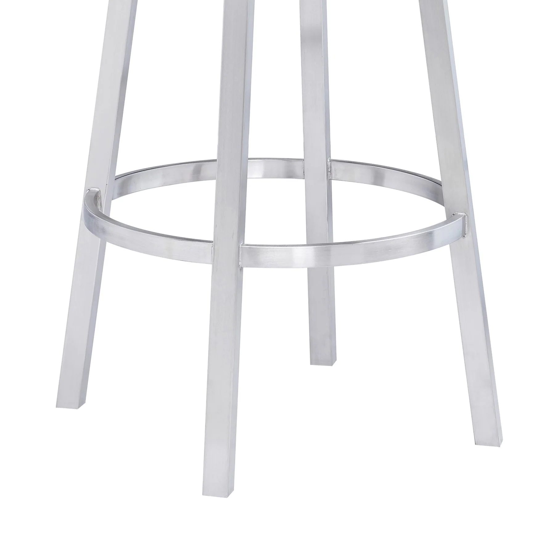 Madrid 26" Counter Height Swivel Gray Faux Leather and Brushed Stainless Steel Bar Stool - Image 6
