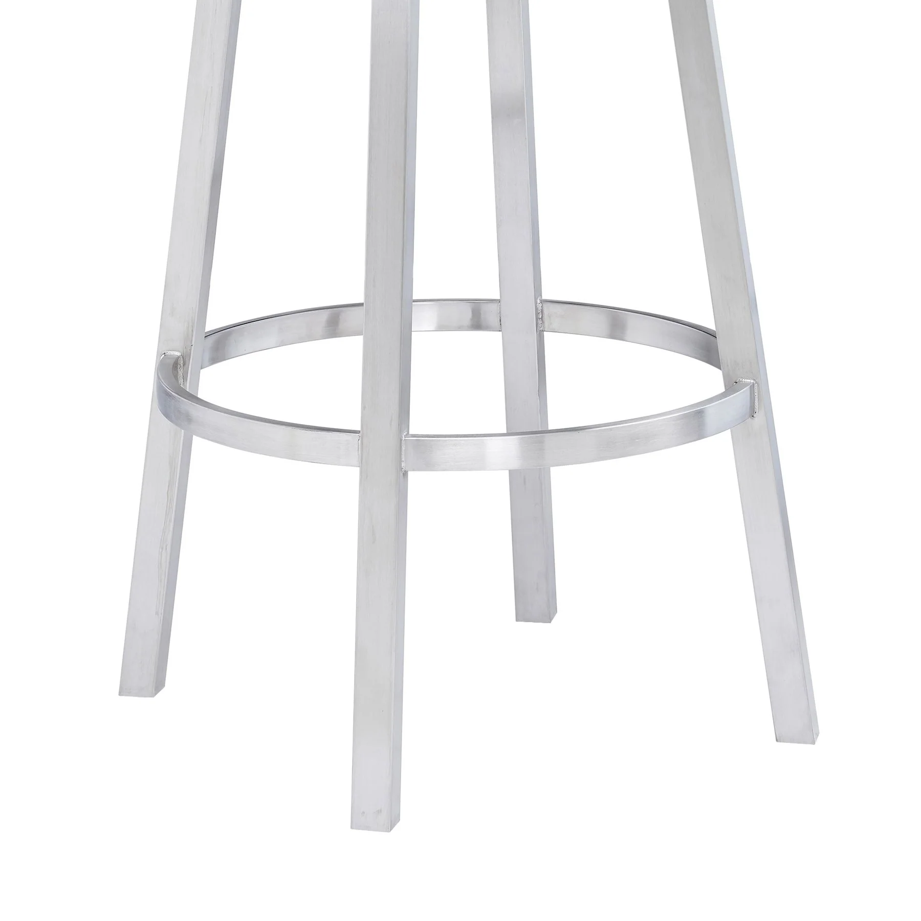Madrid 26" Counter Height Swivel White Faux Leather and Brushed Stainless Steel Bar Stool - Image 6