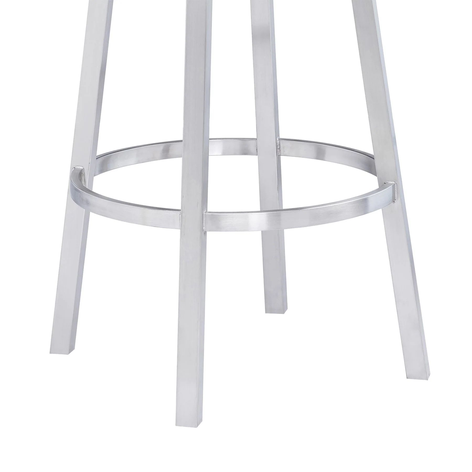 Madrid 30" Bar Height Swivel Black Faux Leather and Brushed Stainless Steel Bar Stool - Image 6