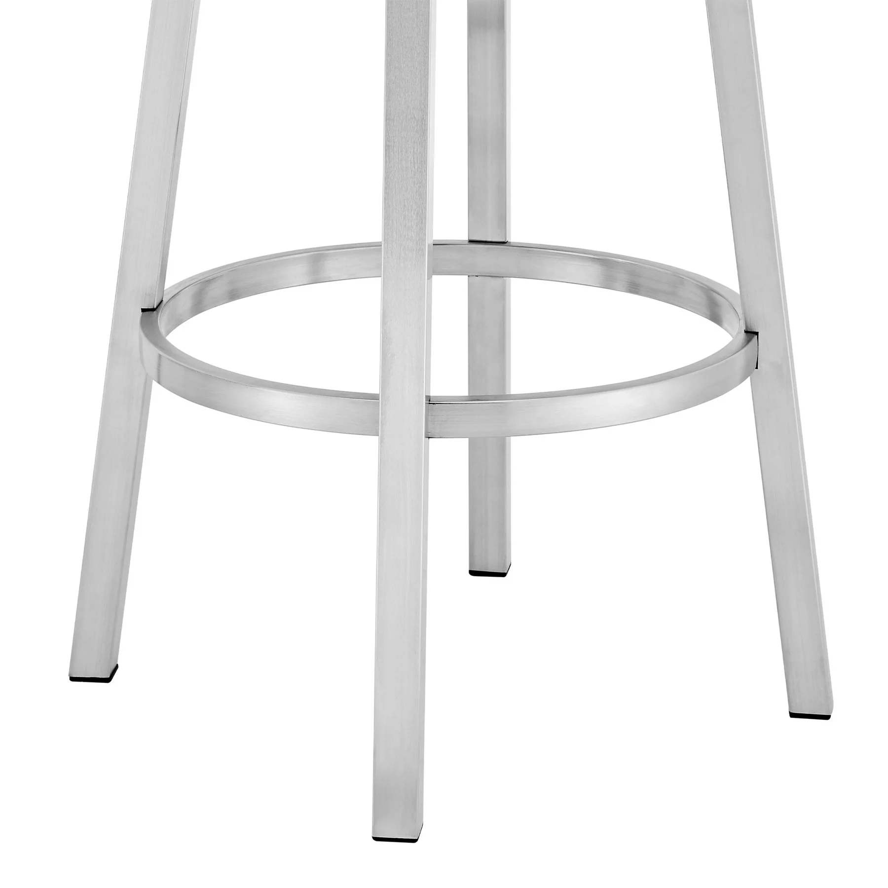 Madrid 30" Bar Height Swivel Blue Faux Leather and Brushed Stainless Steel Bar Stool - Image 6