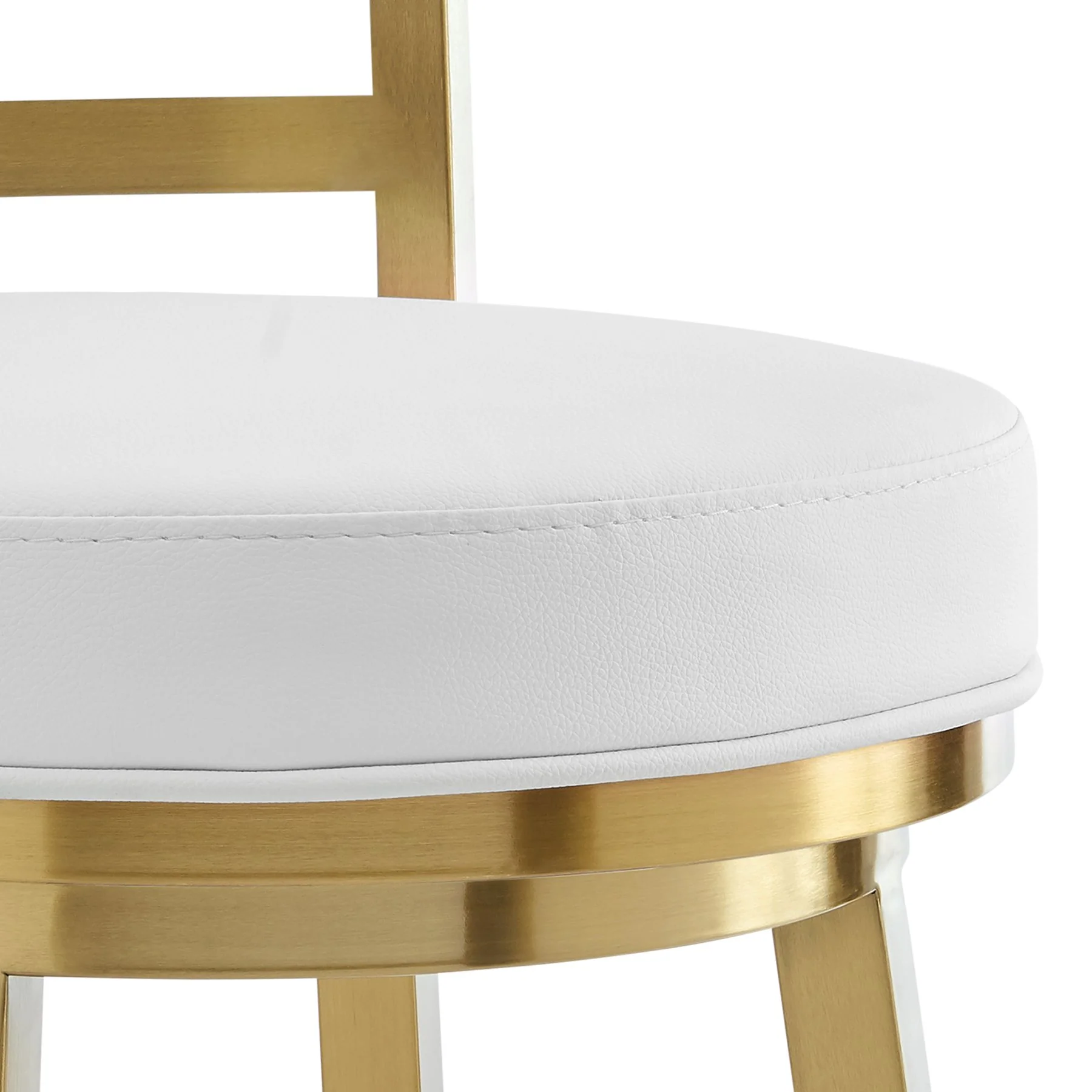 Madrid 30" Swivel Bar Stool in Gold Brushed Stainless Steel with White Faux Leather - Image 6