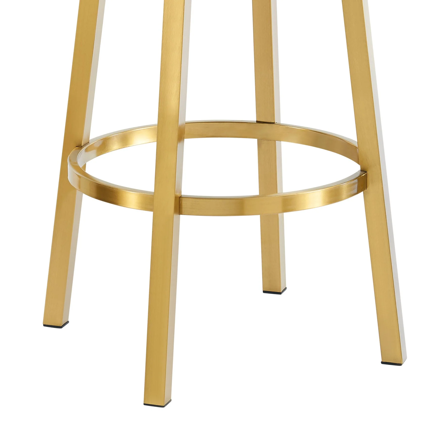 Madrid 30" Swivel Counter Stool with Gold Brushed Stainless Steel and Vintage Gray Faux Leather - Image 8