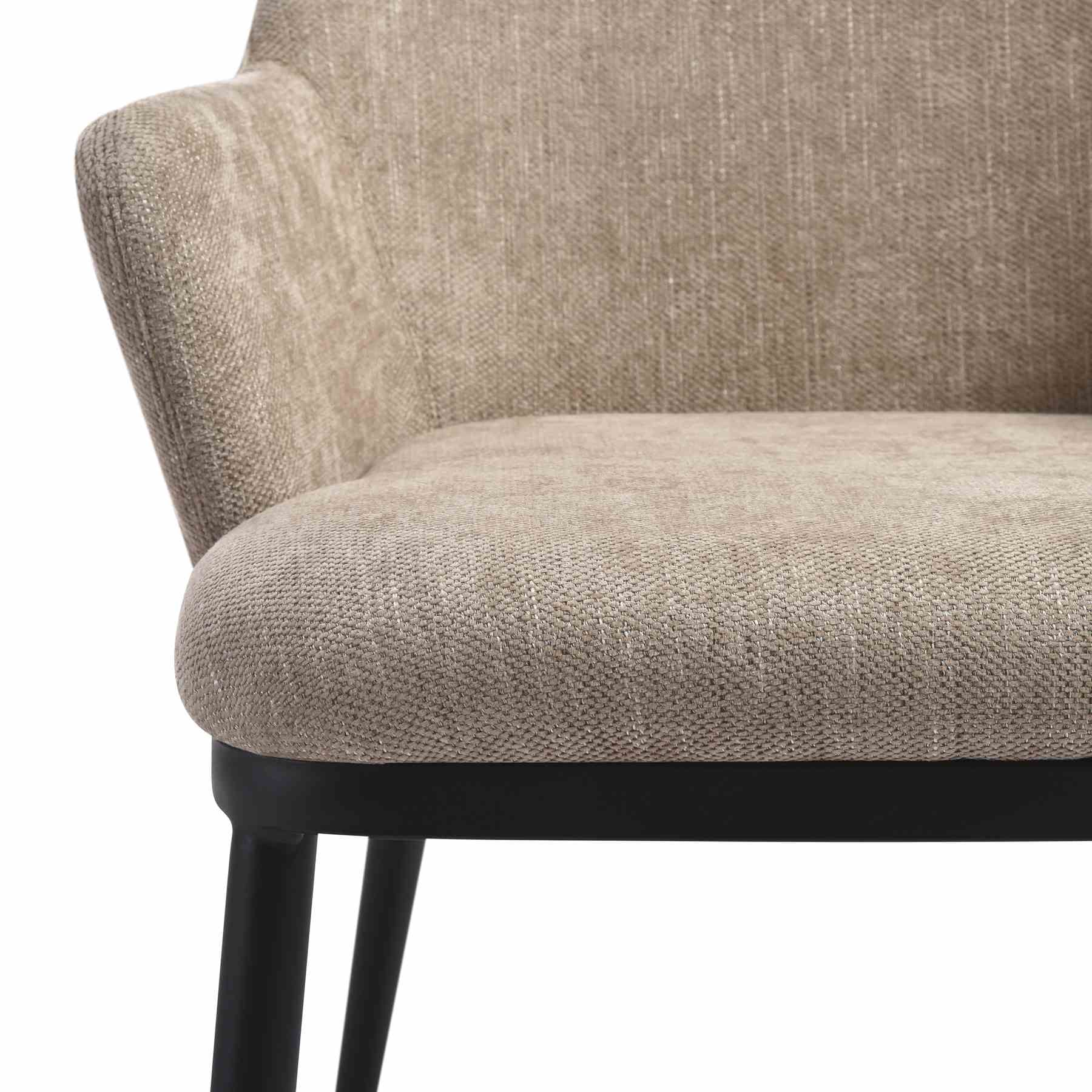 Mae Modern Almond Upholstered Dining Chair with Curved Back and Arms – Set of 2 - Image 9