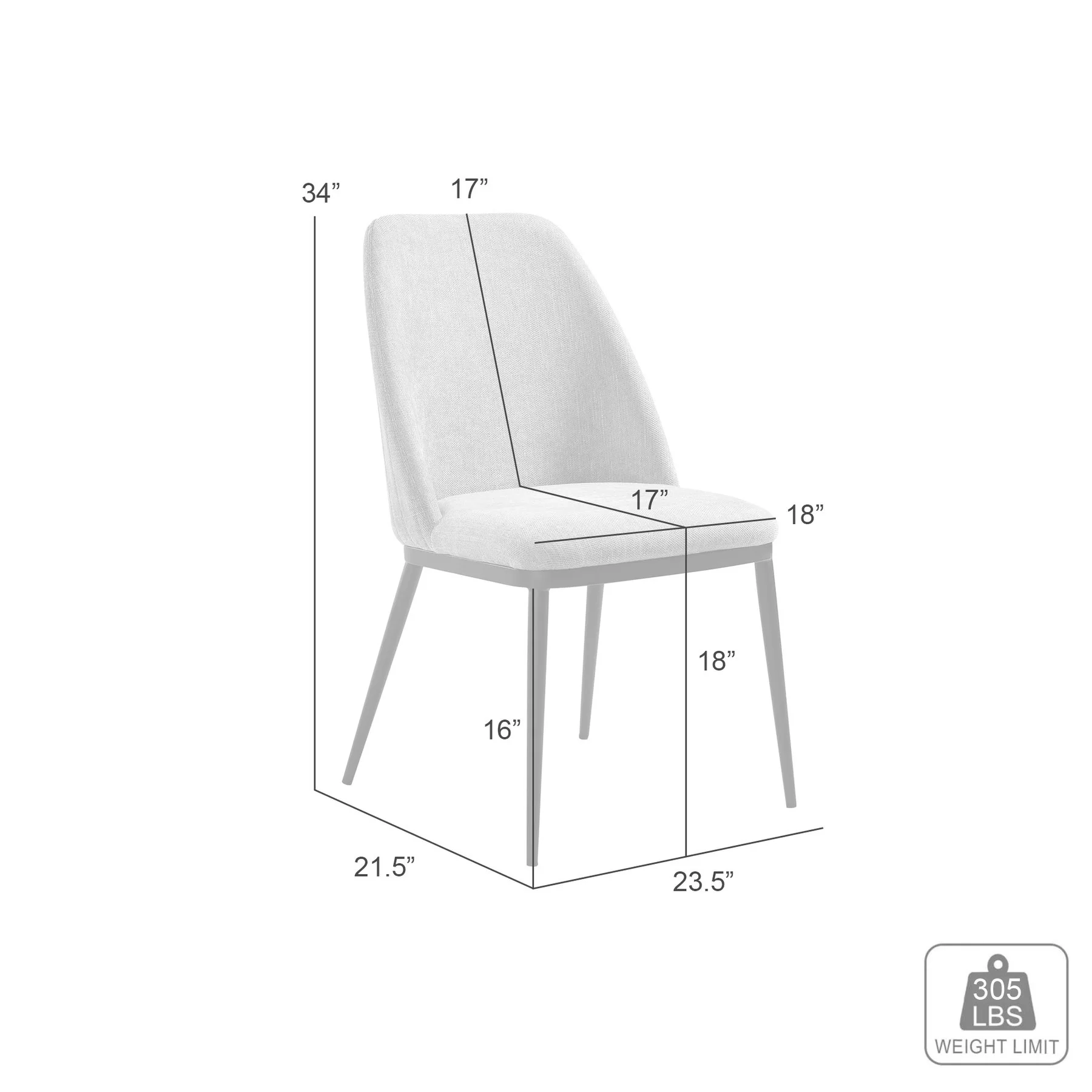 Mae Modern Curved Back Almond Upholstered Dining Chair - Set of 2 - Image 11