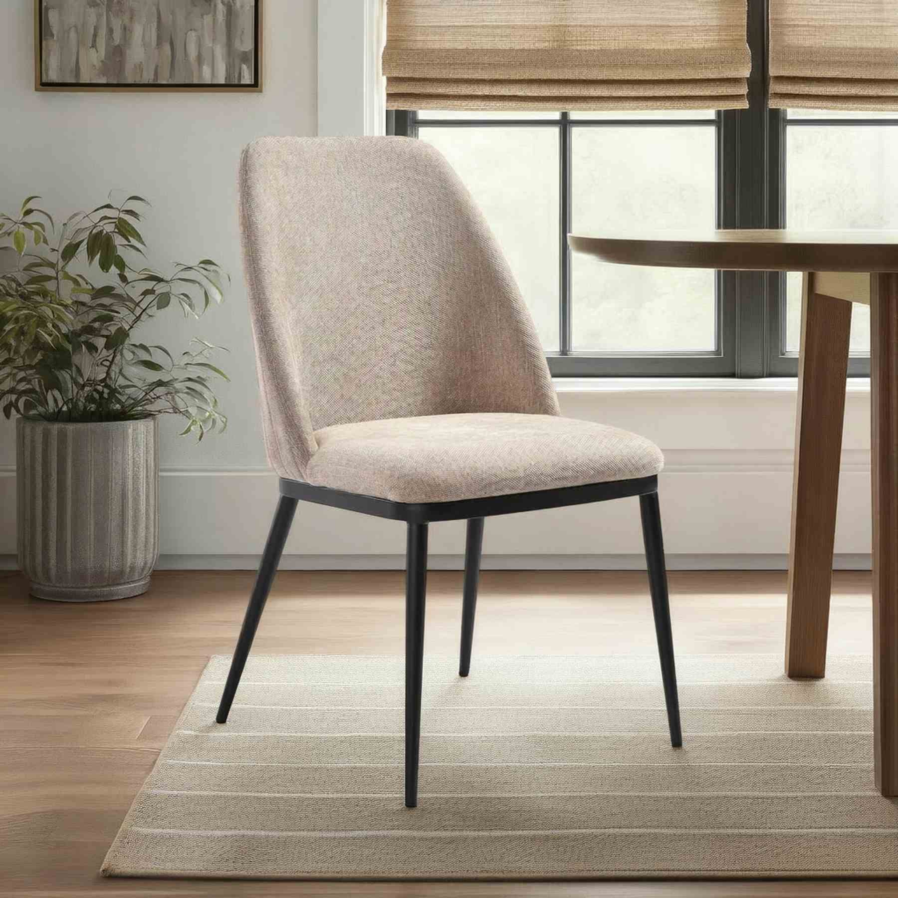 Mae Modern Curved Back Almond Upholstered Dining Chair - Set of 2 - Image 12