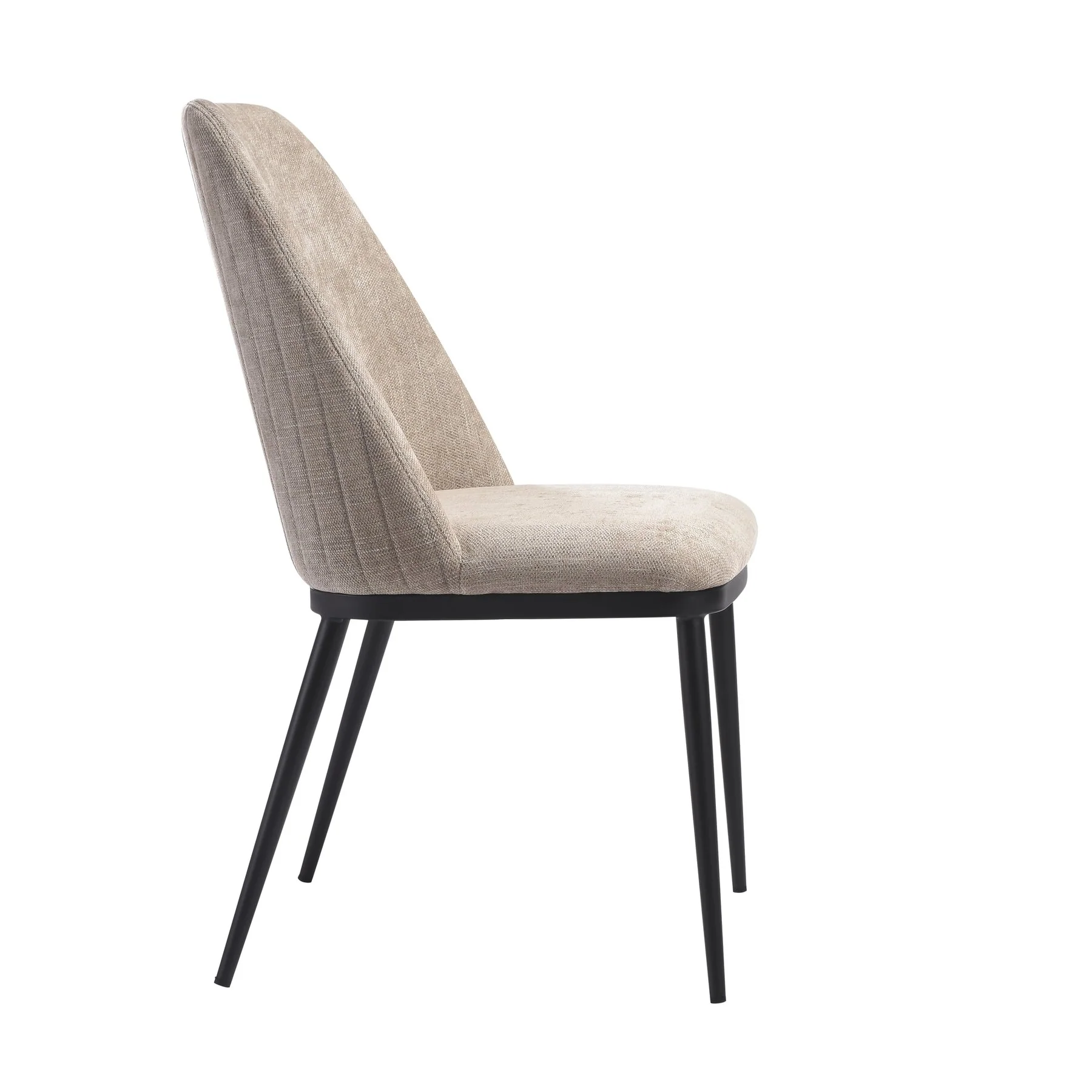 Mae Modern Curved Back Almond Upholstered Dining Chair - Set of 2 - Image 3