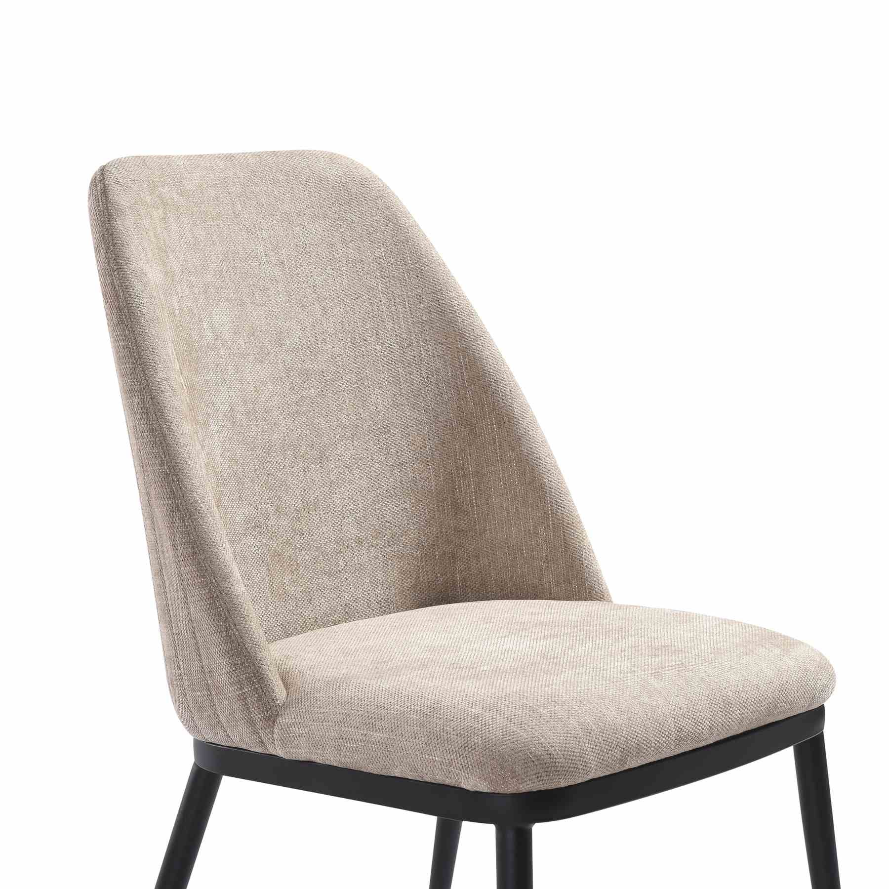 Mae Modern Curved Back Almond Upholstered Dining Chair - Set of 2 - Image 5