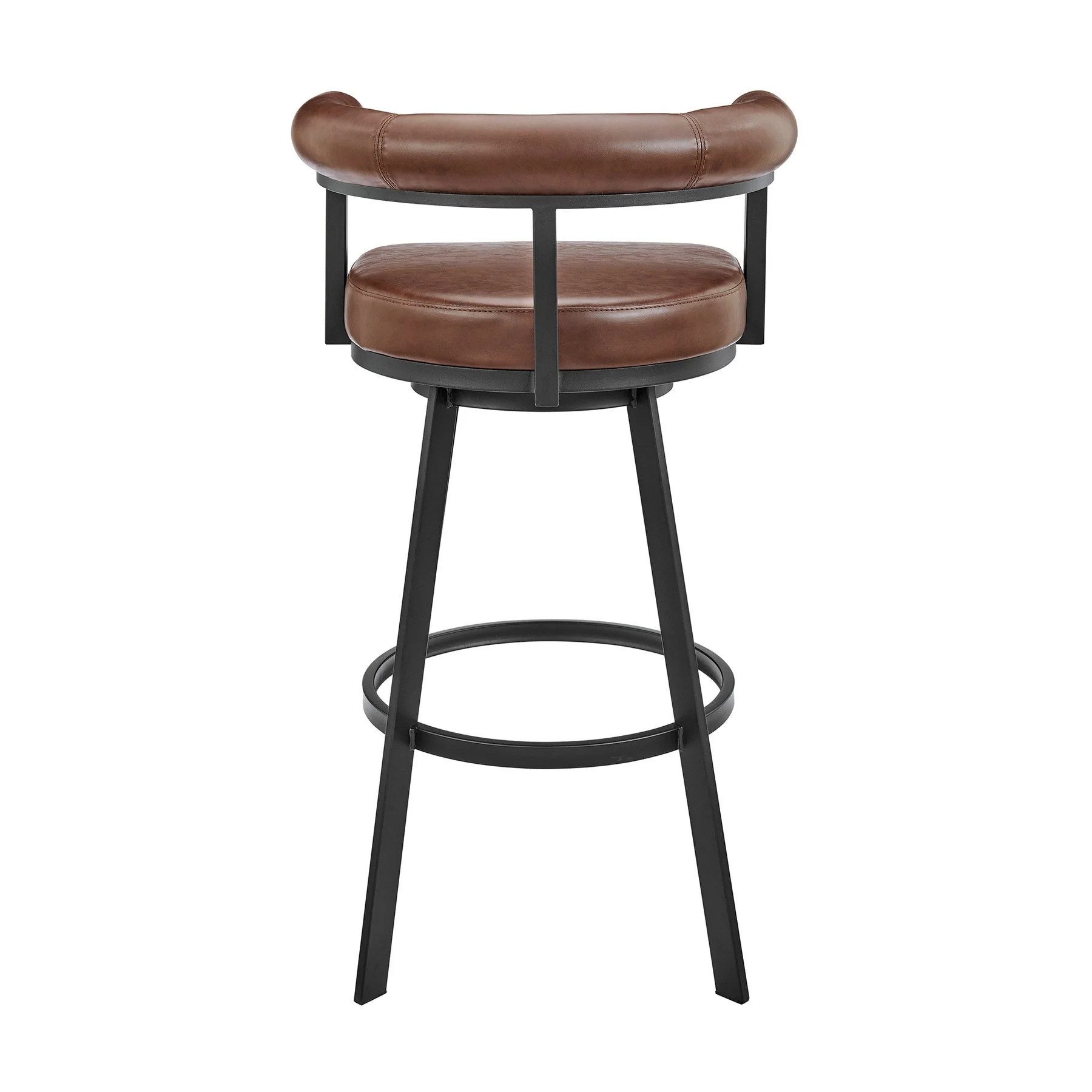 Magnolia 26" Swivel Counter Stool in Black Metal with Brown Faux Leather - Image 5