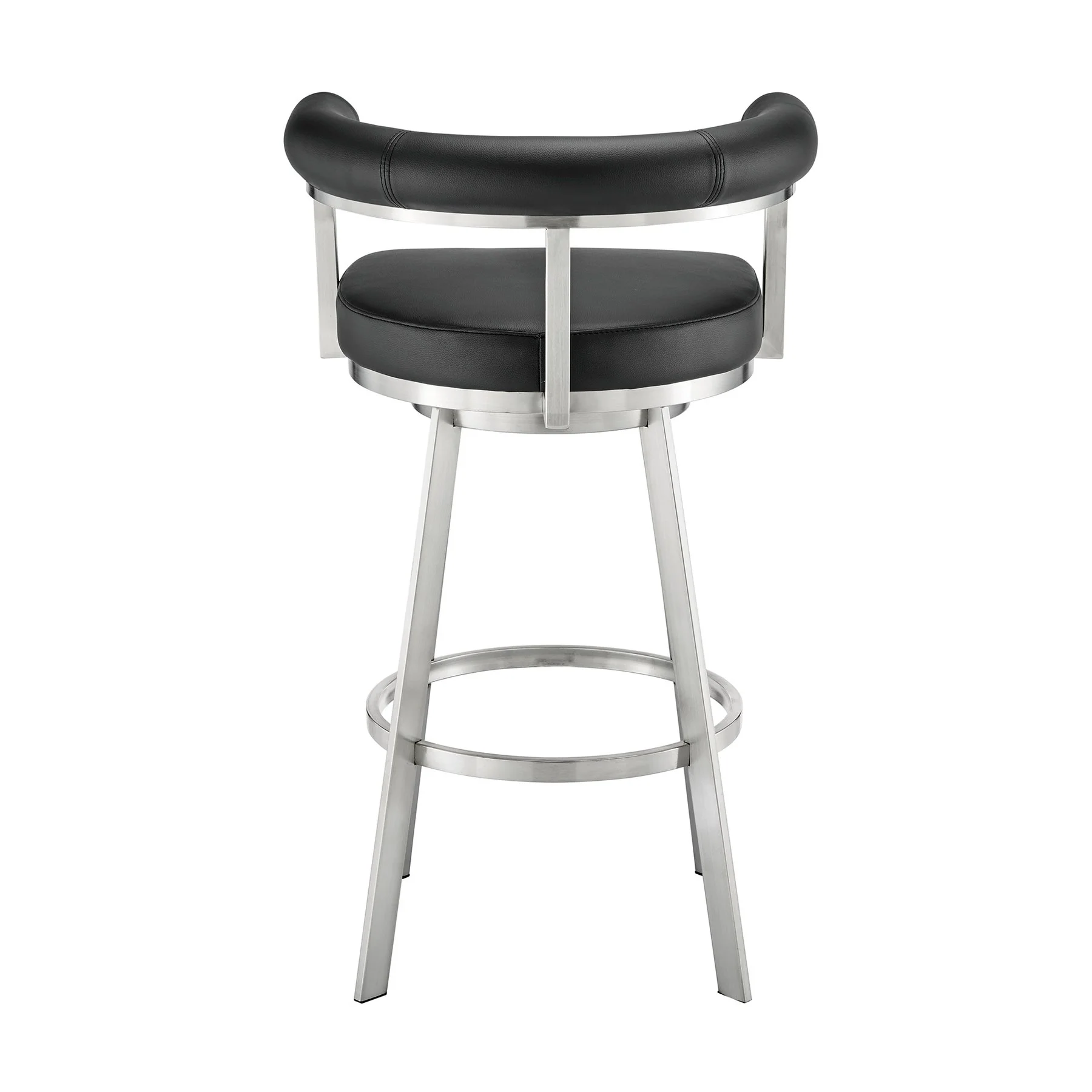 Magnolia 30" Swivel Bar Stool in Brushed Stainless Steel with Black Faux Leather - Image 5
