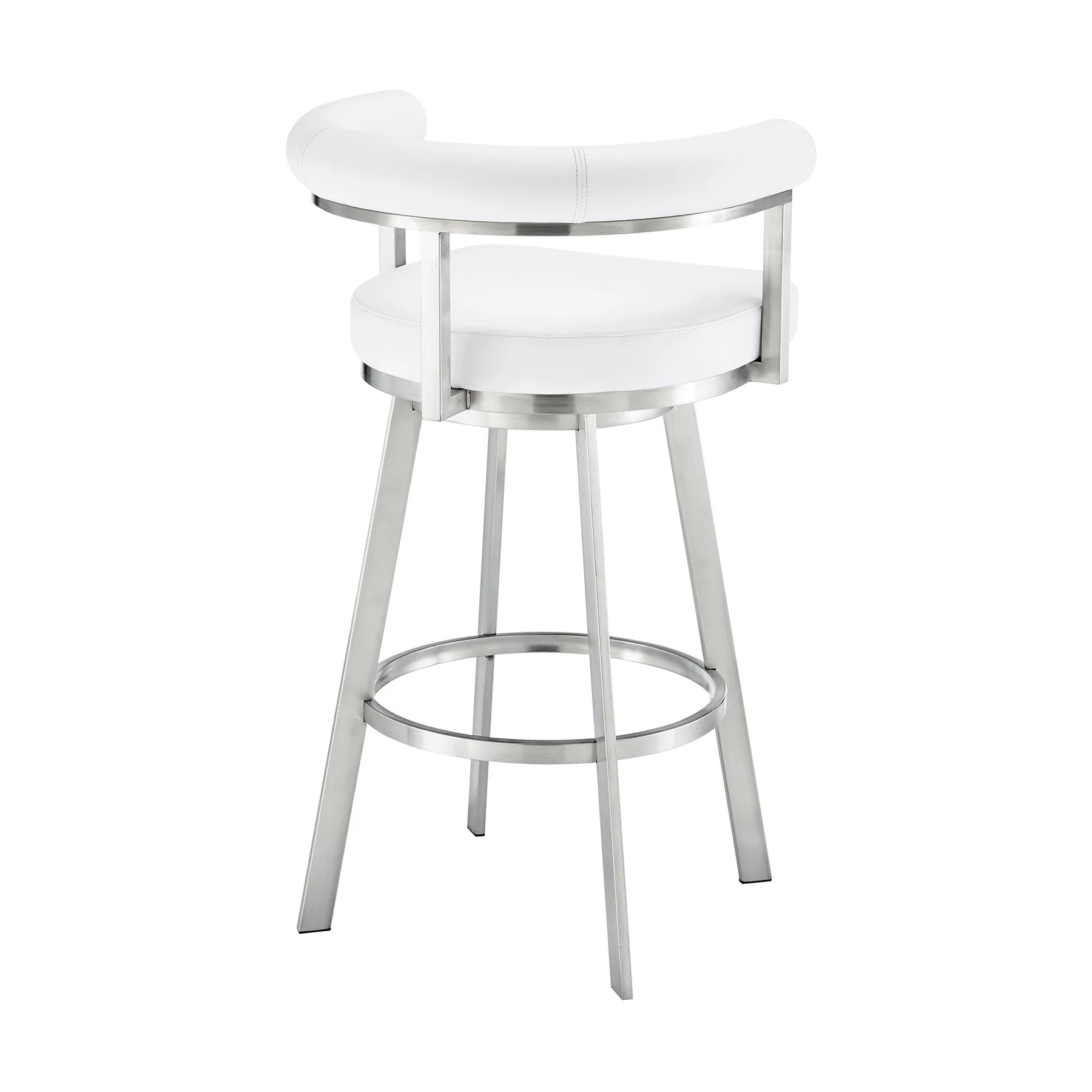 Magnolia 30" Swivel Bar Stool in Brushed Stainless Steel with White Faux Leather - Image 4