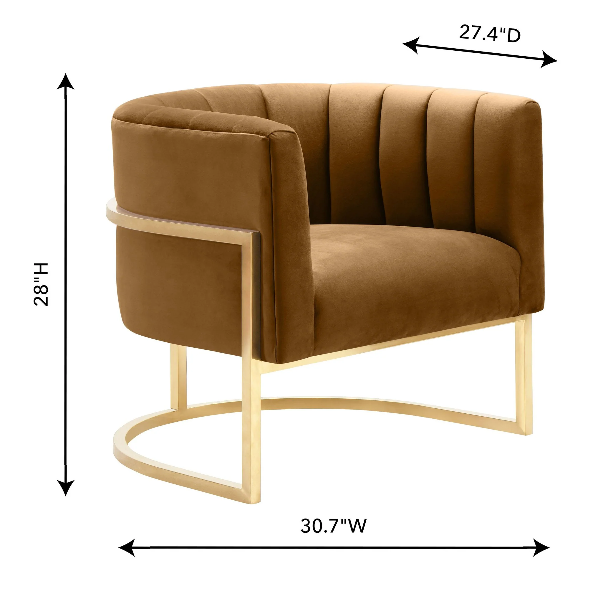 Magnolia Cognac Velvet Chair - Image 6