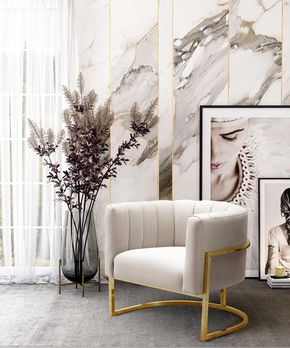 Magnolia Spotted Cream Chair with Gold - Image 8