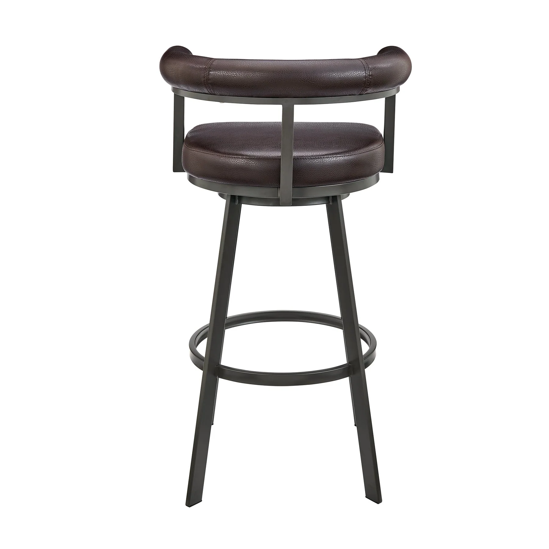 Magnolia Swivel Bar Stool in Brown Metal with Brown Faux Leather - Image 5
