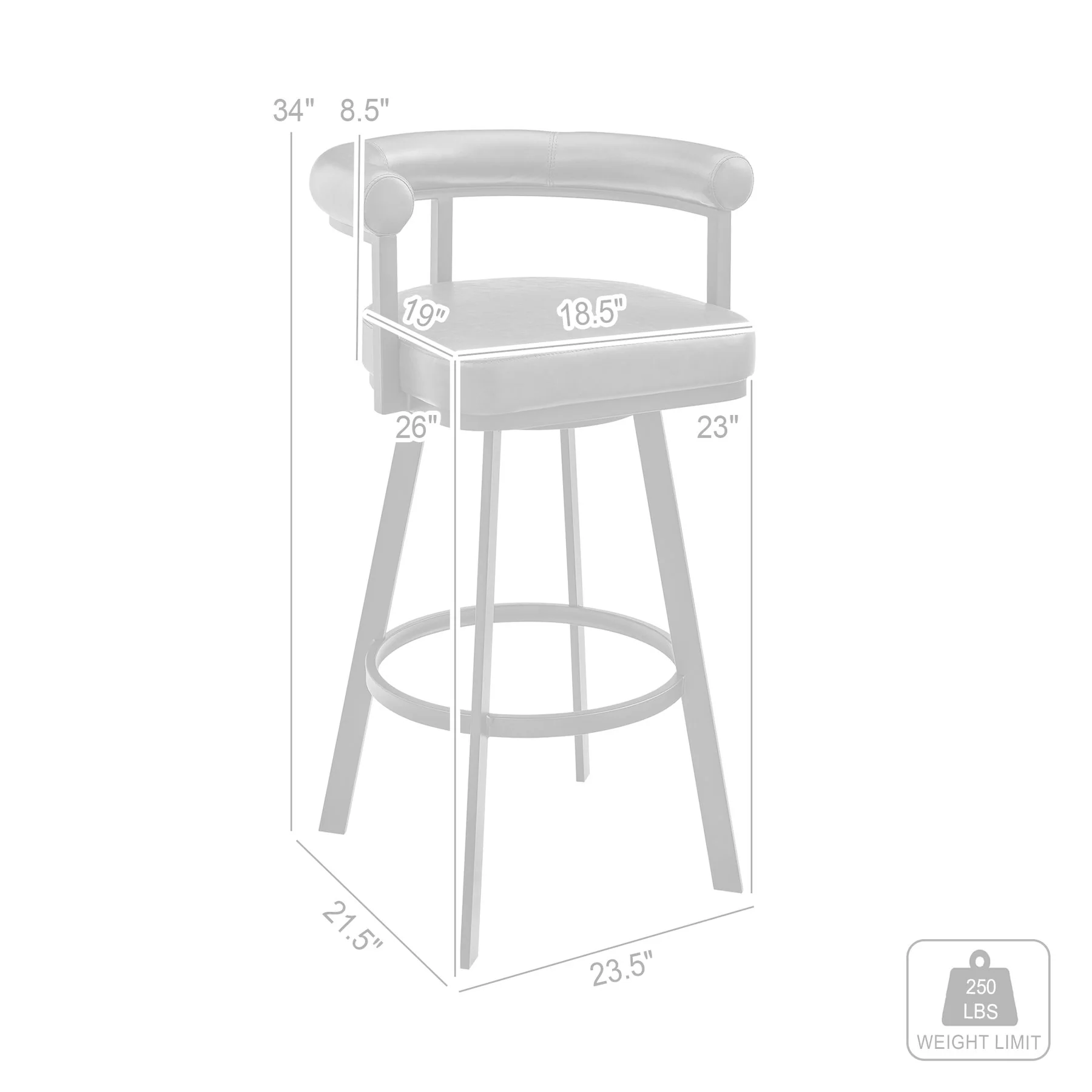 Magnolia Swivel Counter Stool in Brown Metal with Brown Faux Leather - Image 10