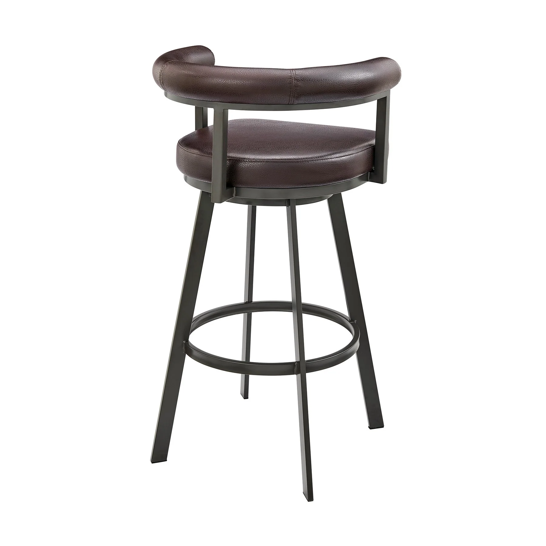 Magnolia Swivel Counter Stool in Brown Metal with Brown Faux Leather - Image 4