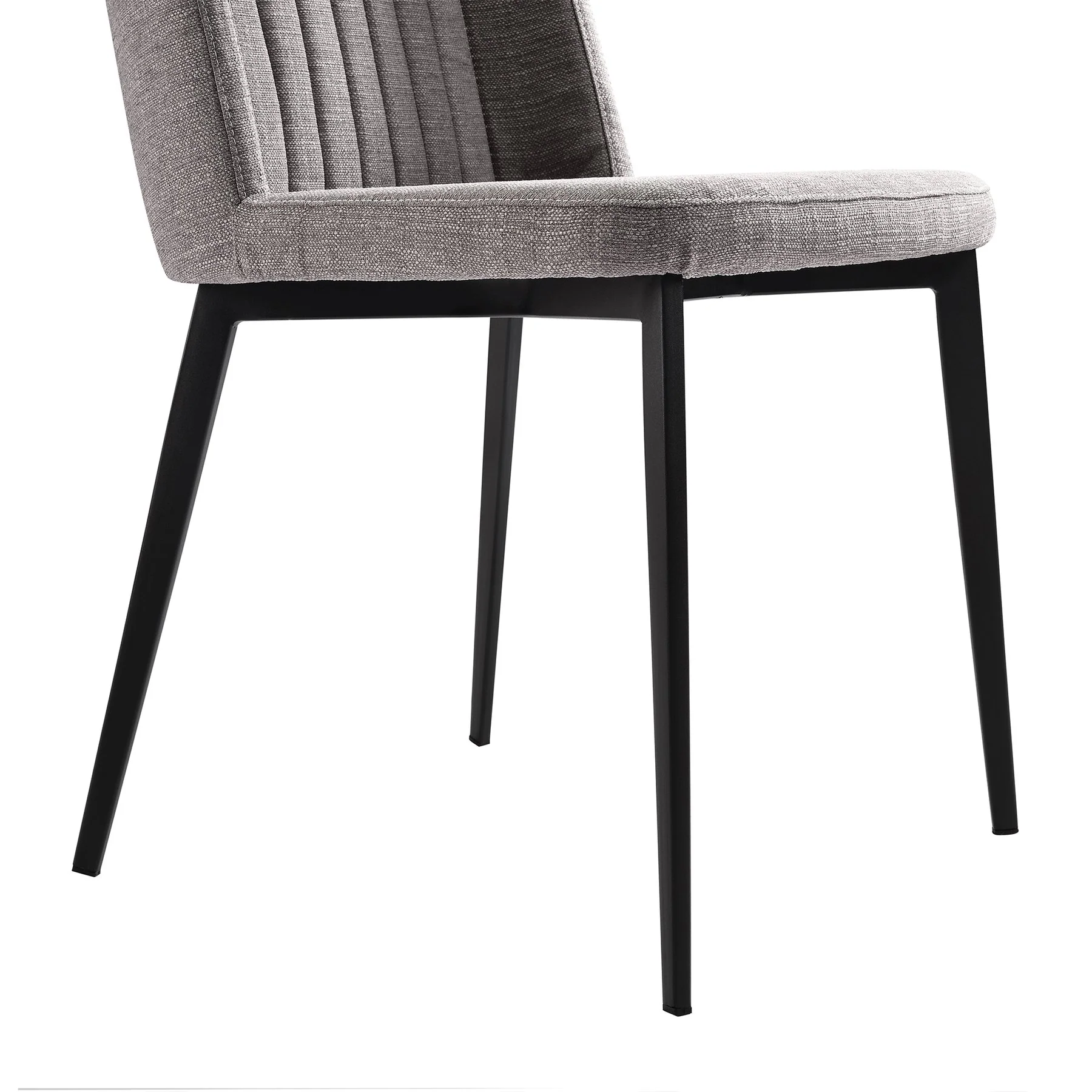 Maine Contemporary Dining Chair in Matte Black Finish and Gray Fabric - Set of 2 - Image 5