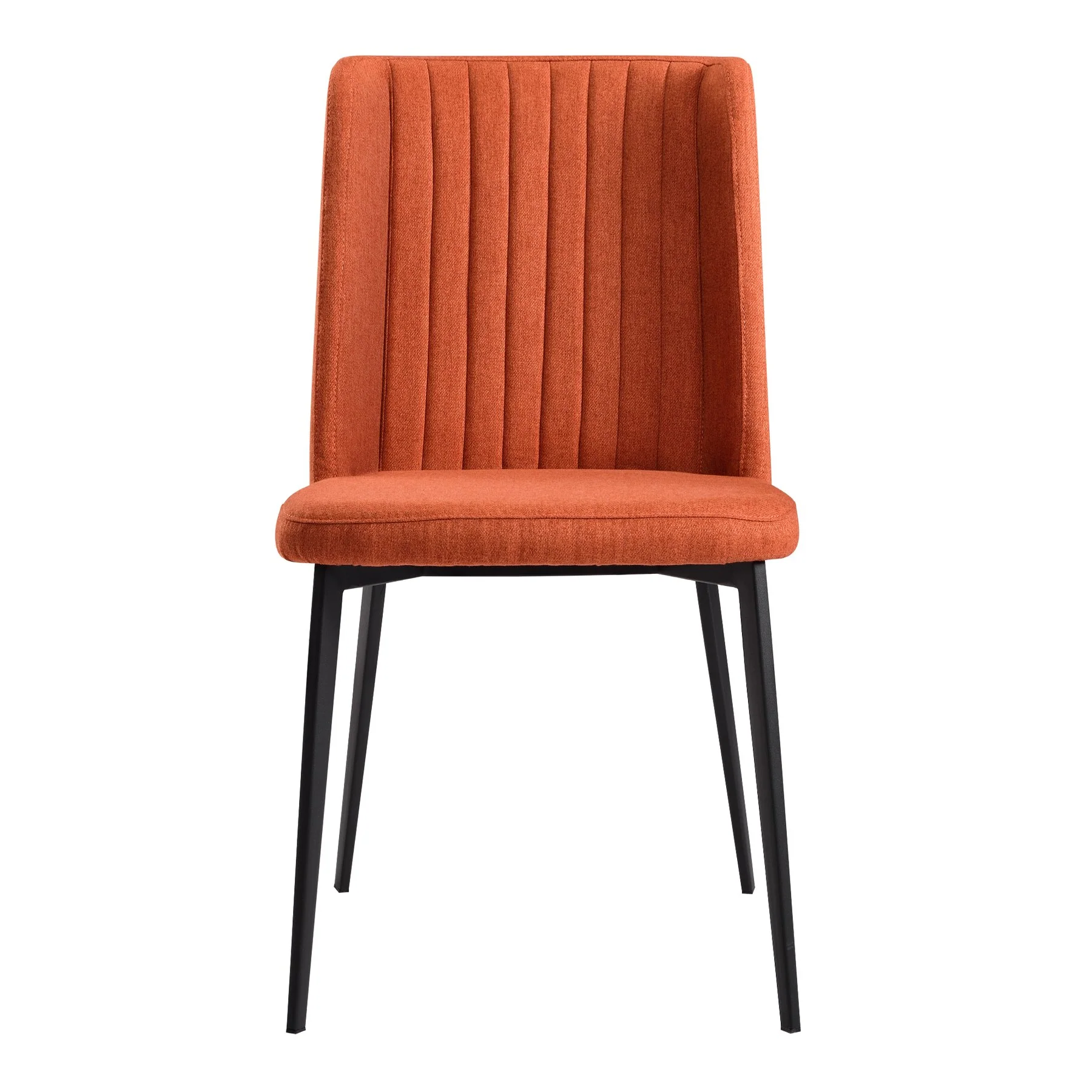 Maine Contemporary Dining Chair in Matte Black Finish and Orange Fabric - Set of 2 - Image 2
