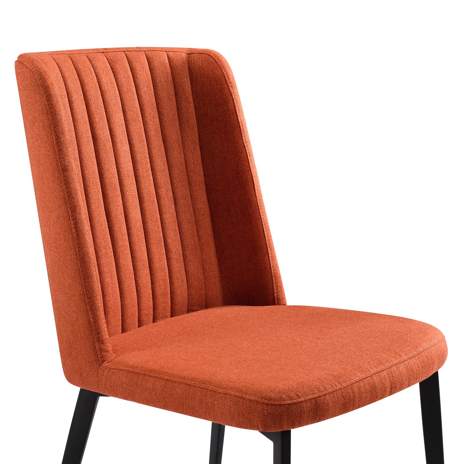 Maine Contemporary Dining Chair in Matte Black Finish and Orange Fabric - Set of 2 - Image 4