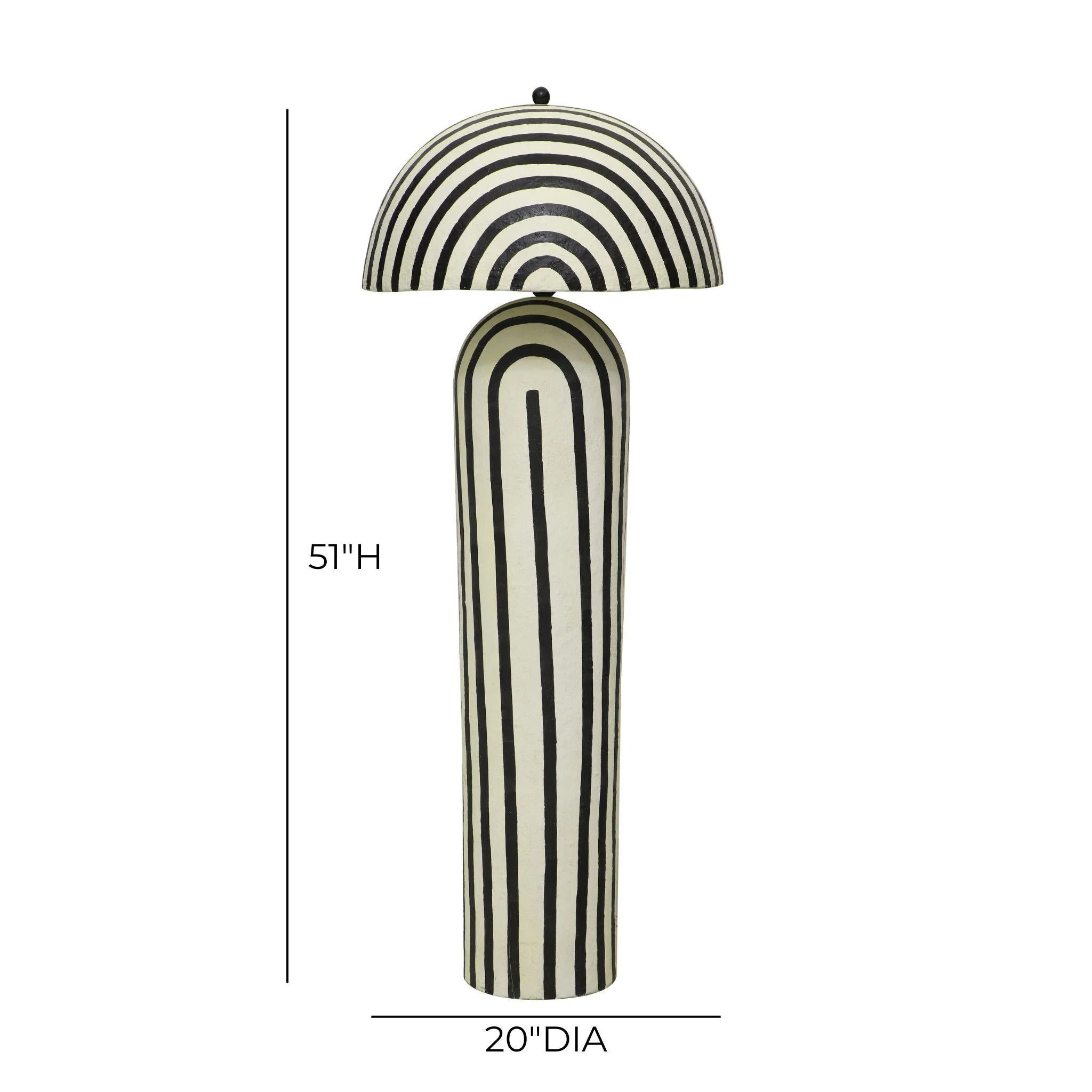Maiori Black Striped Papier Mache Floor Lamp - Image 5