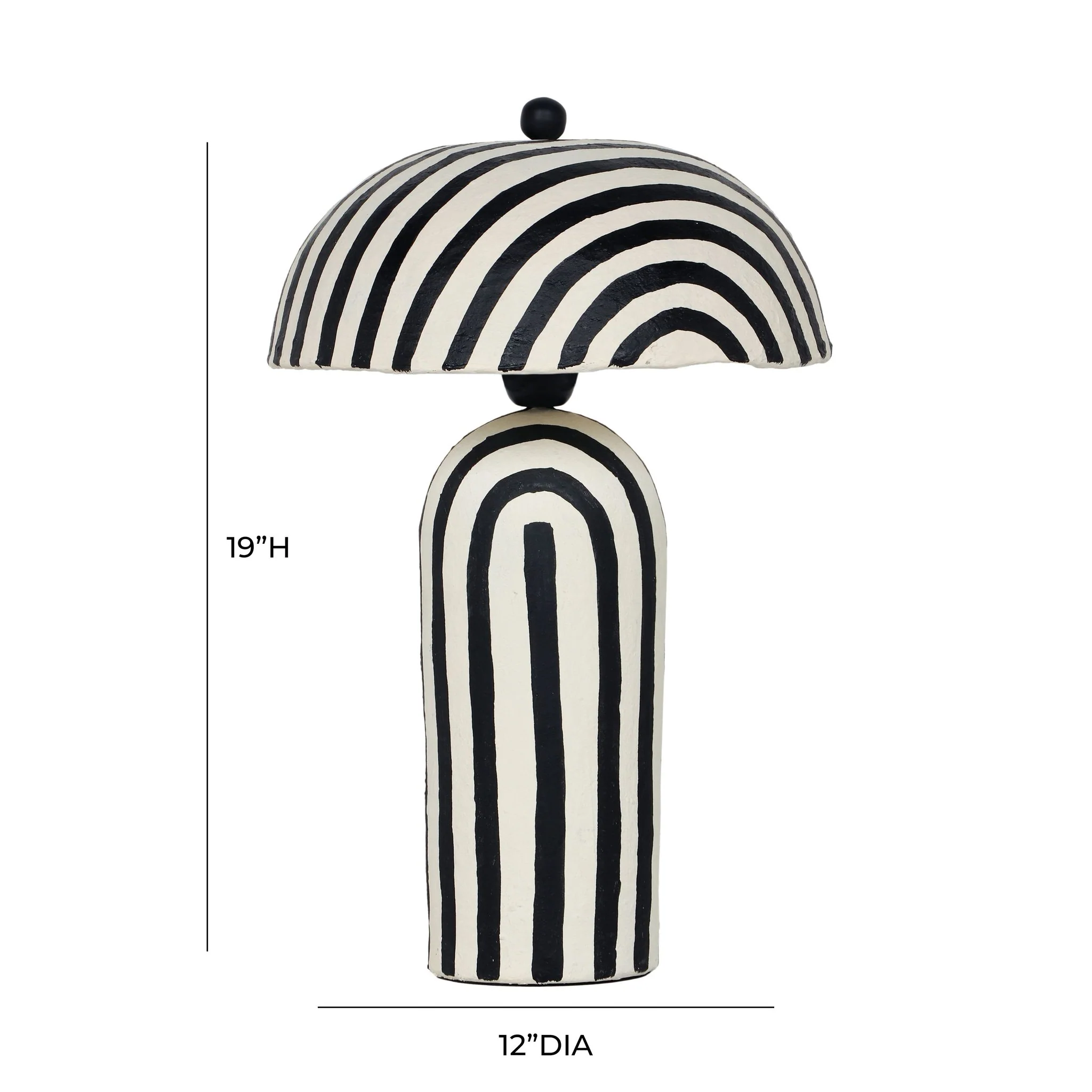 Maiori Black Striped Papier Mache Table Lamp - Image 6