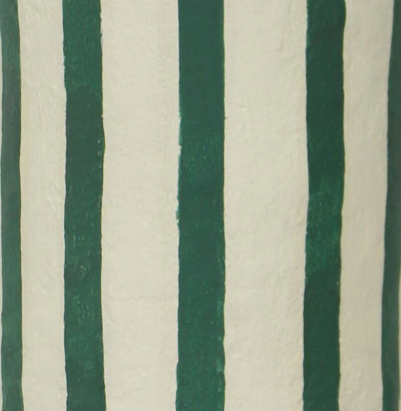 Maiori Dark Green Striped Papier Mache Table Lamp - Image 6