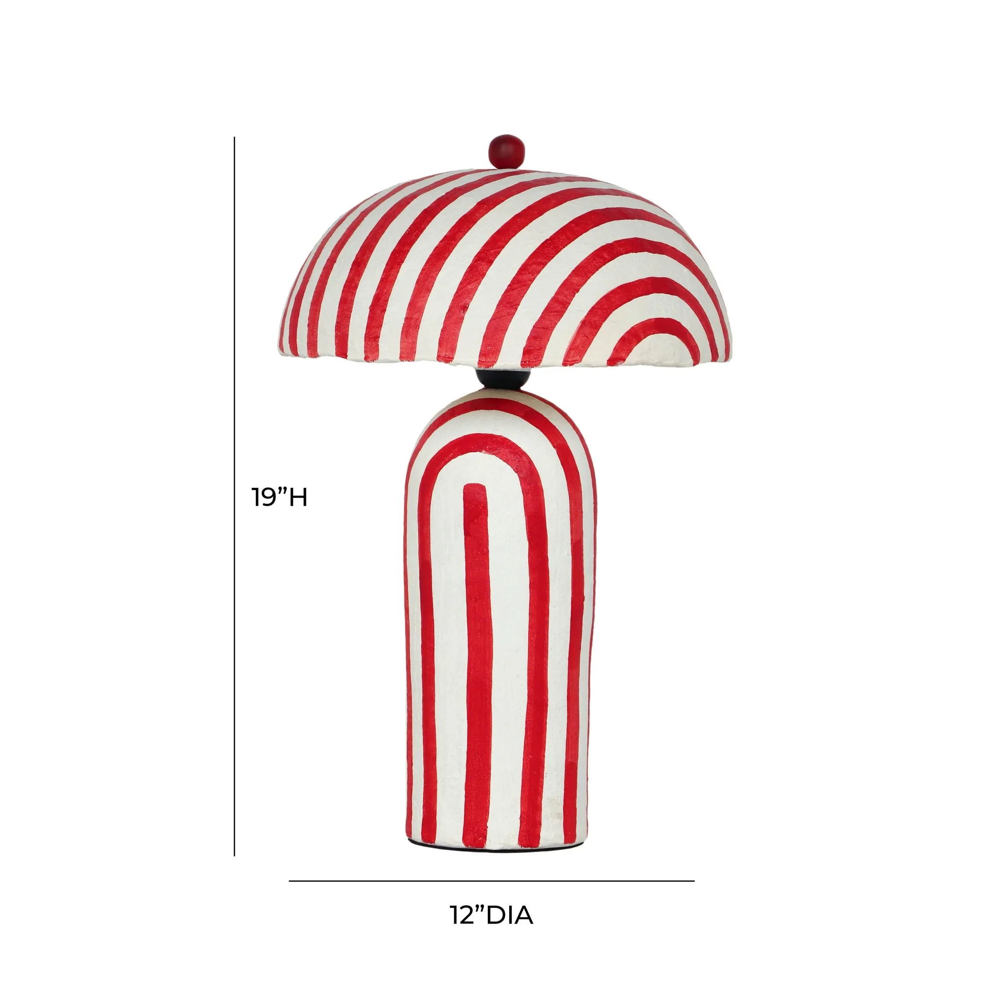 Maiori Red Striped Papier Mache Table Lamp - Image 6