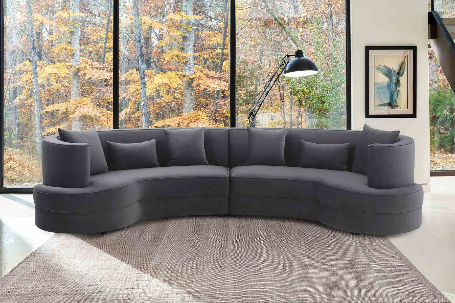 Majestic Gray Fabric Upholstered Sectional Sofa - Image 6
