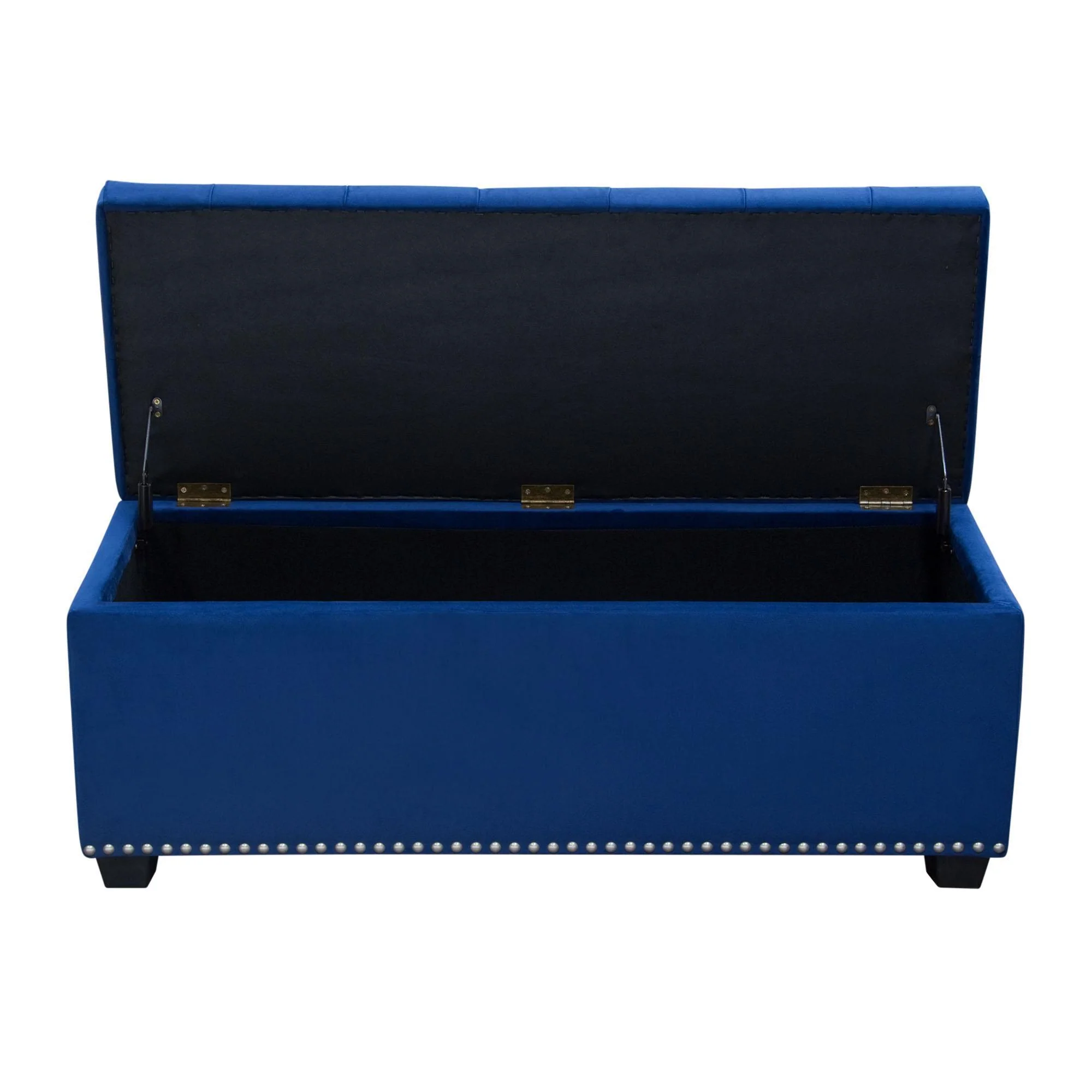 Majestic Tufted Velvet Lift-Top Storage Trunk w/ Nail Head Accent by Diamond Sofa - Royal Blue Velvet - Image 2