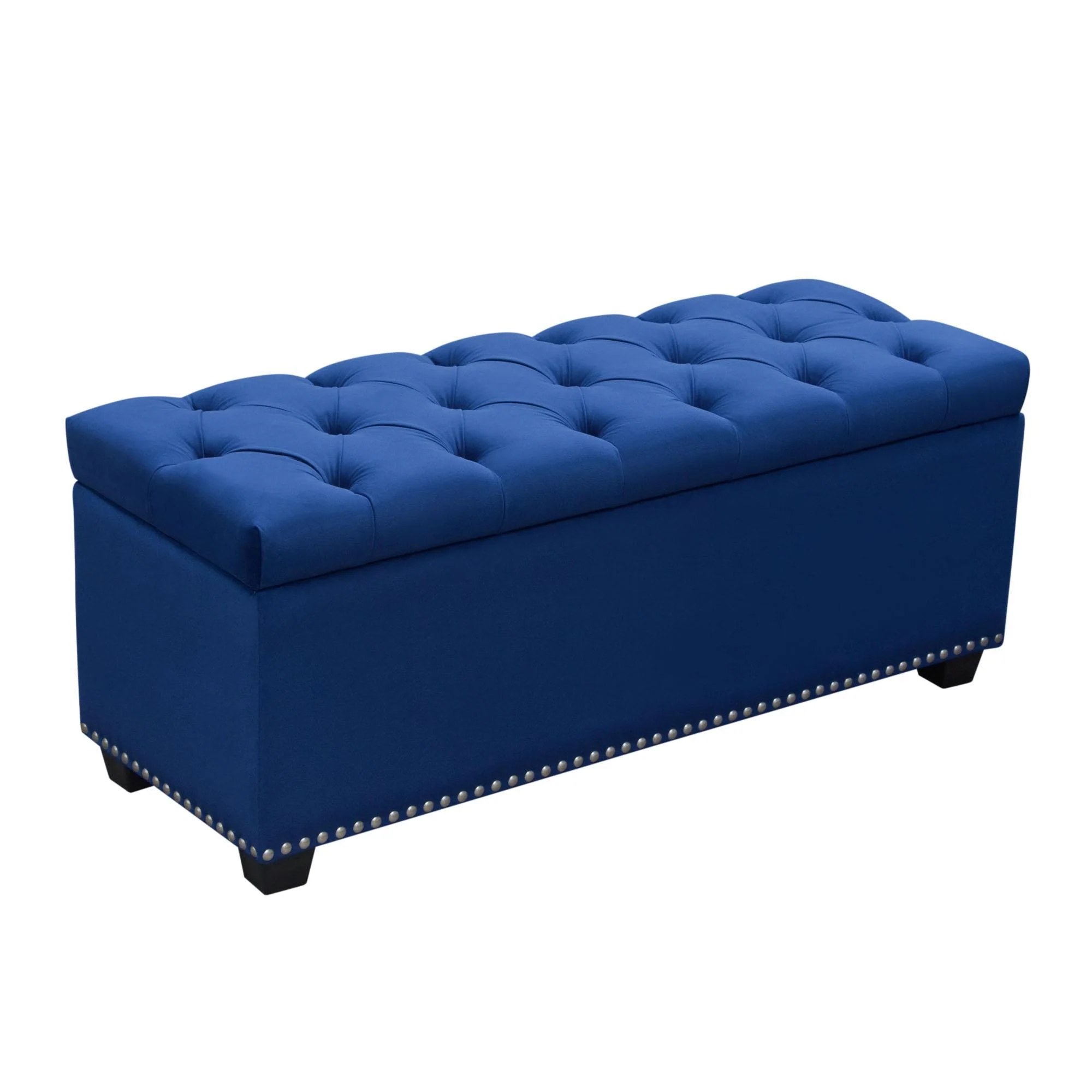 Majestic Tufted Velvet Lift-Top Storage Trunk w/ Nail Head Accent by Diamond Sofa - Royal Blue Velvet - Image 3