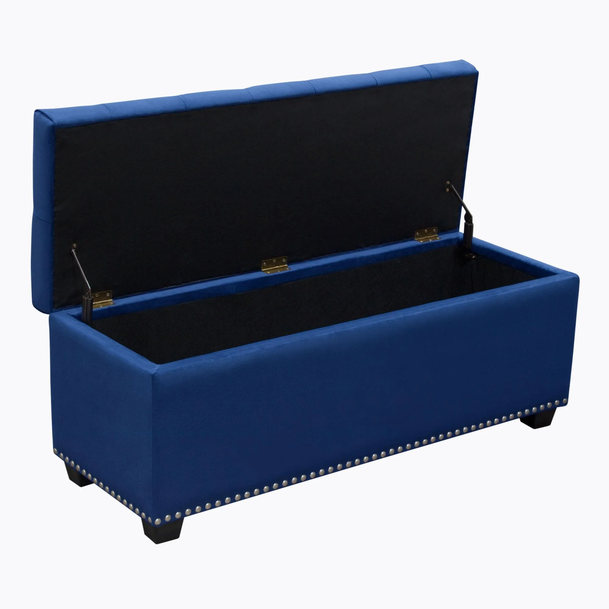 Majestic Tufted Velvet Lift-Top Storage Trunk w/ Nail Head Accent by Diamond Sofa - Royal Blue Velvet - Image 4