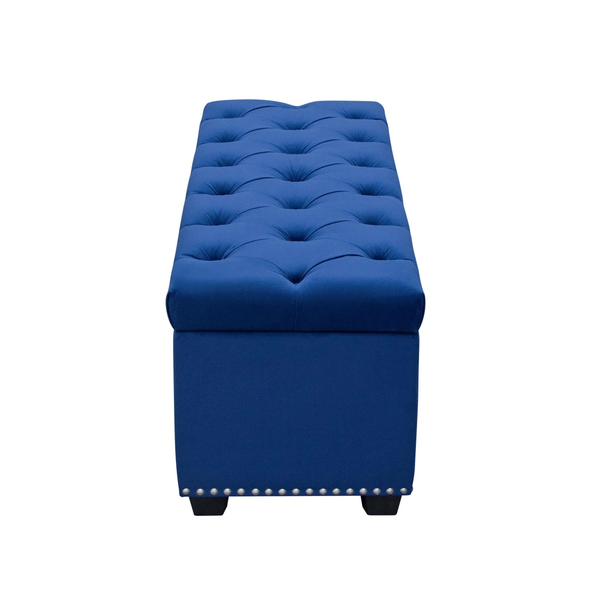 Majestic Tufted Velvet Lift-Top Storage Trunk w/ Nail Head Accent by Diamond Sofa - Royal Blue Velvet - Image 5
