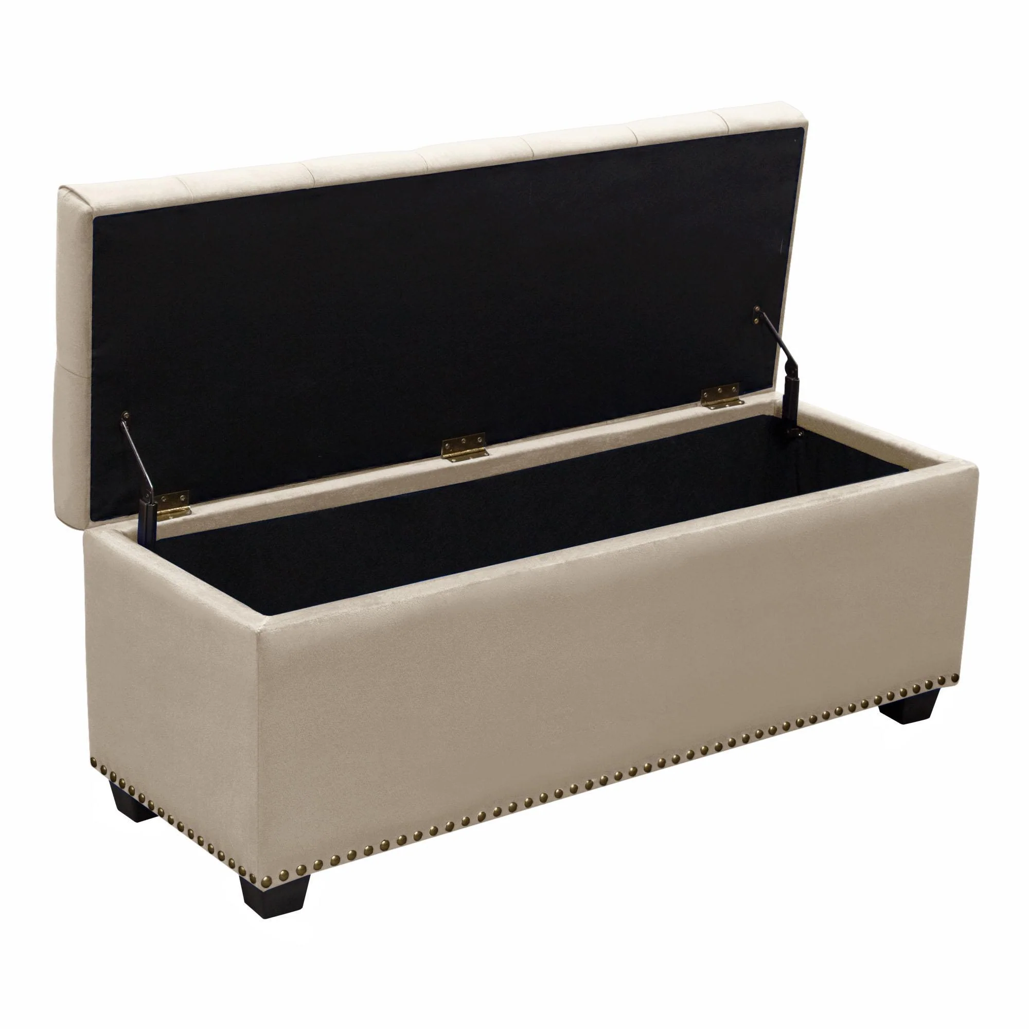 Majestic Tufted Velvet Lift-Top Storage Trunk w/ Nail Head Accent by Diamond Sofa - Tan Velvet - Image 4