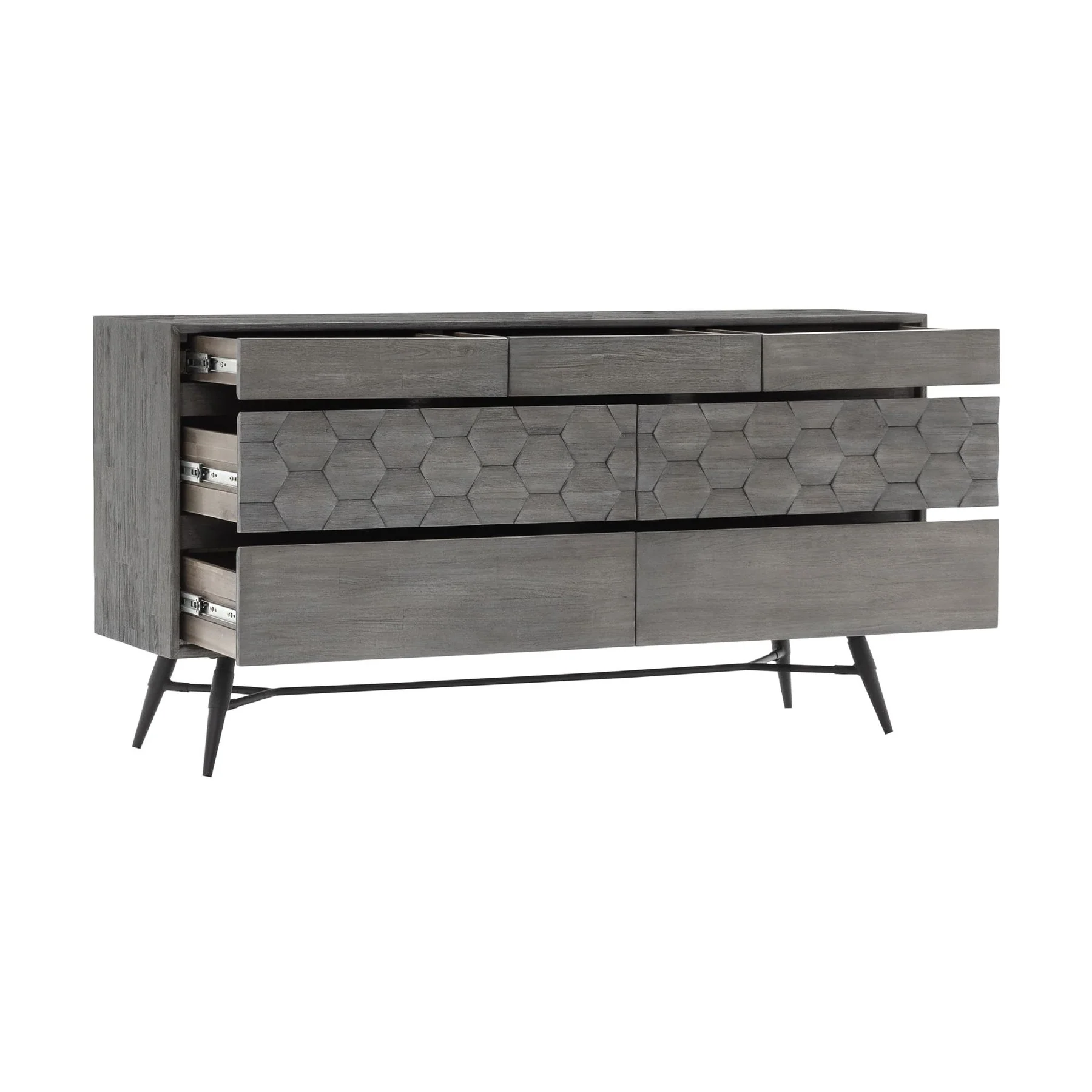 Makena 4 Piece King Bedroom Set in Gray Acacia Wood - Image 5