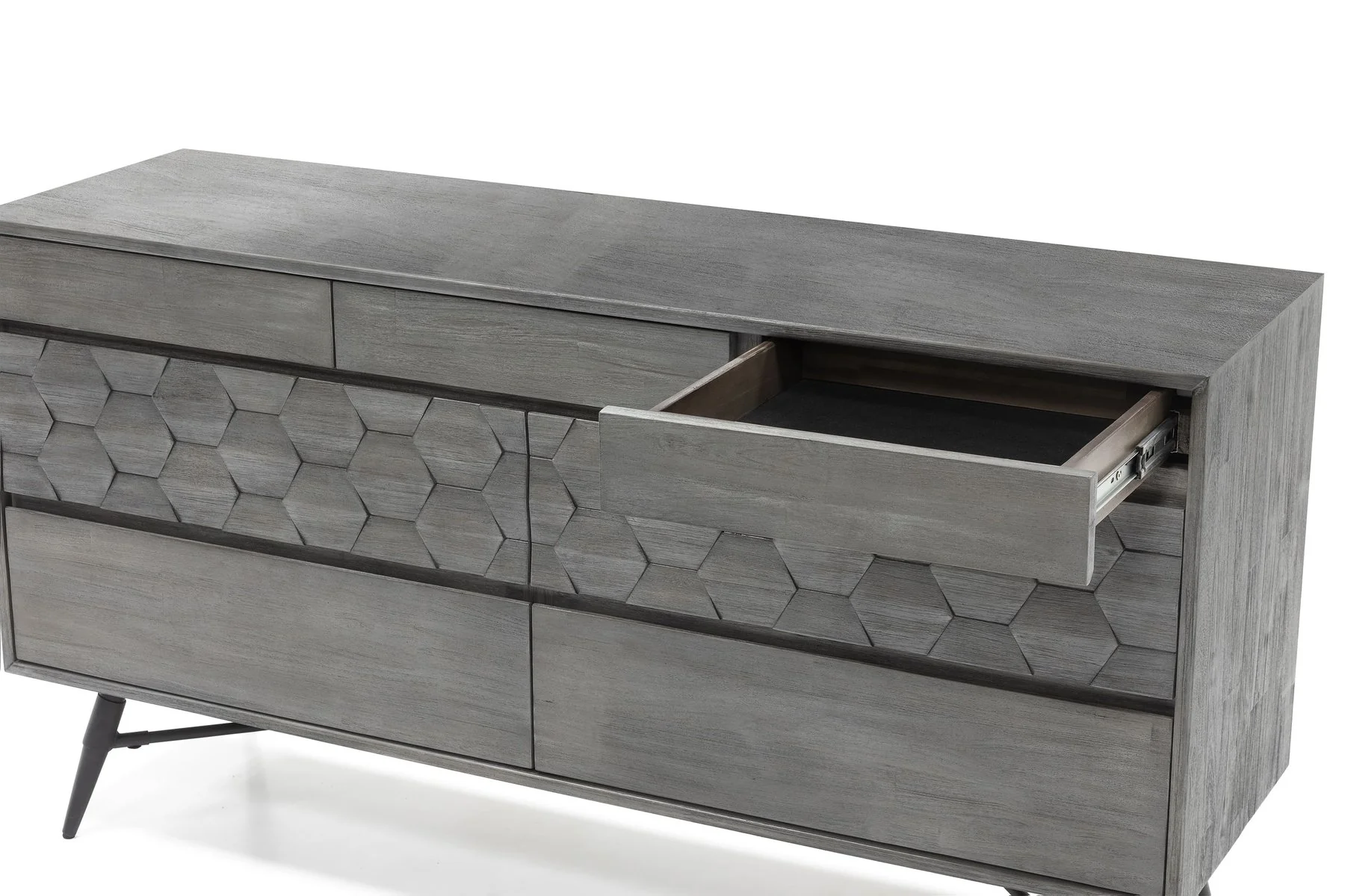 Makena 6 Drawer Dresser in Gray Acacia Wood - Image 5