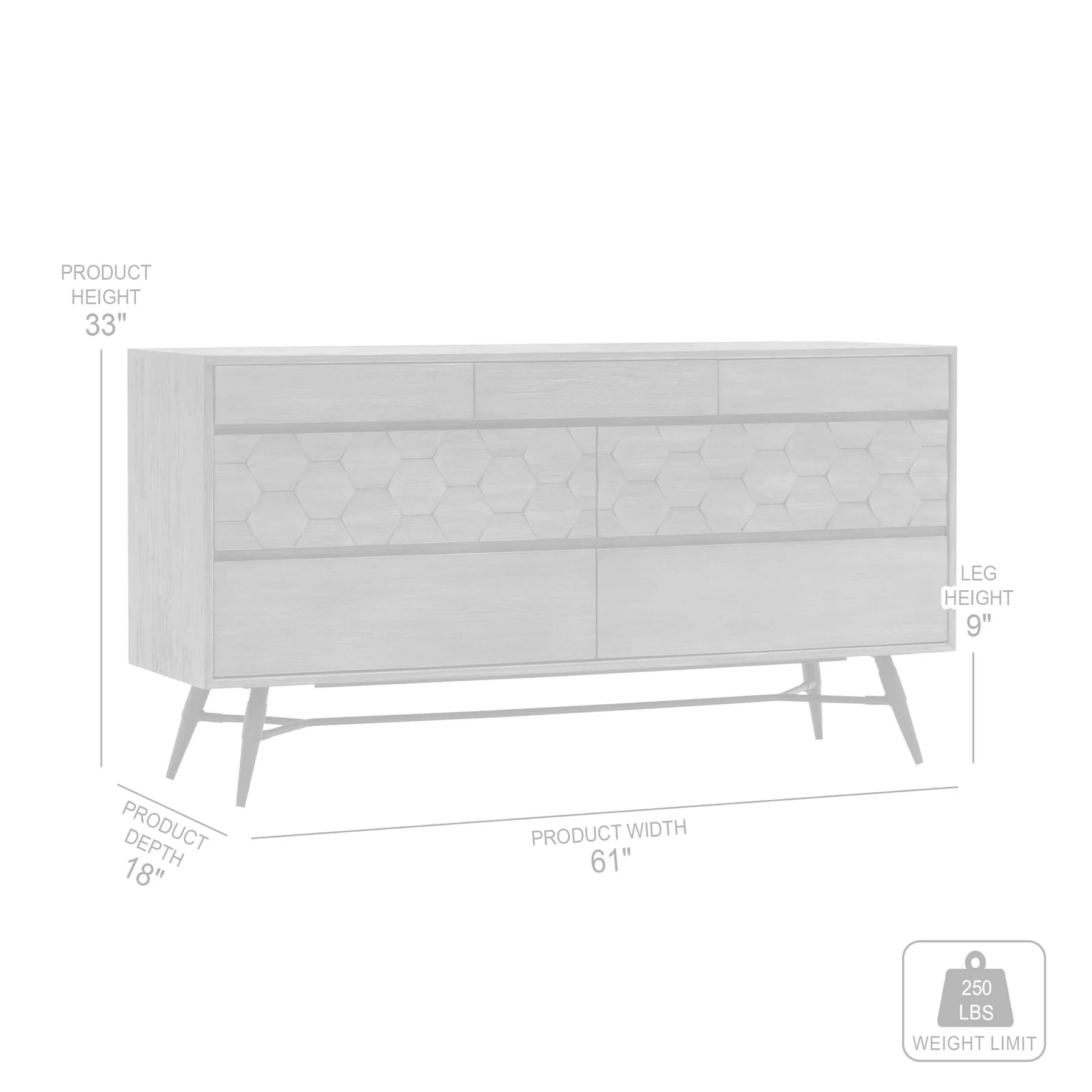 Makena 6 Drawer Dresser in Gray Acacia Wood - Image 7