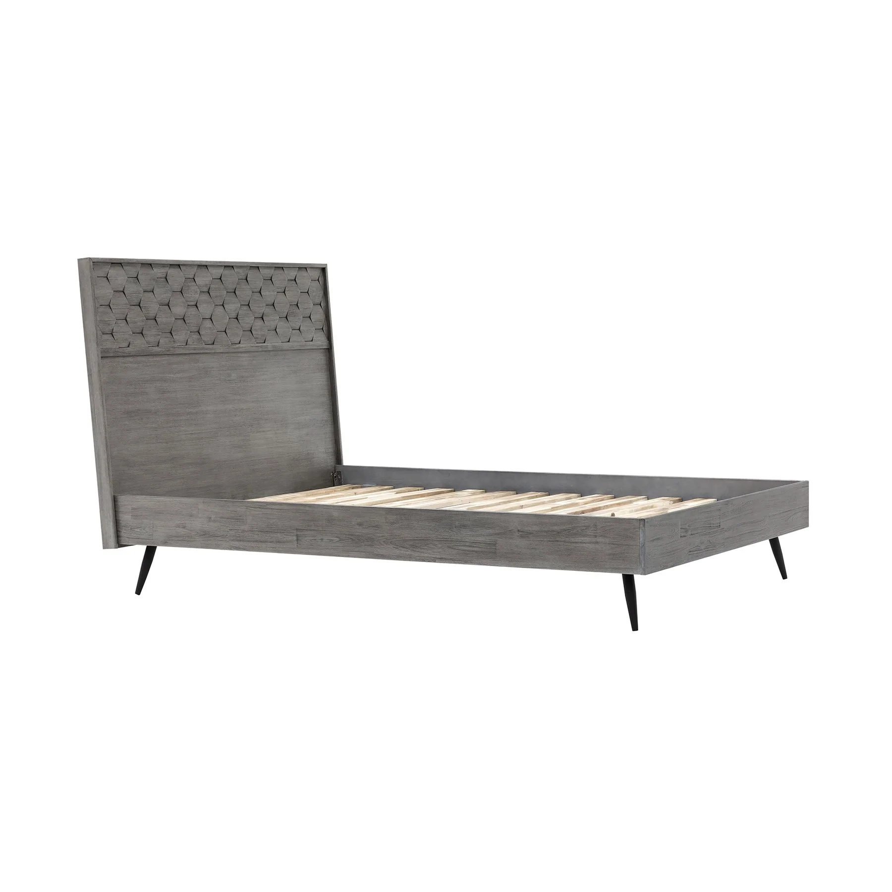Makena King Platform Frame Bed in Gray Acacia Wood - Image 2