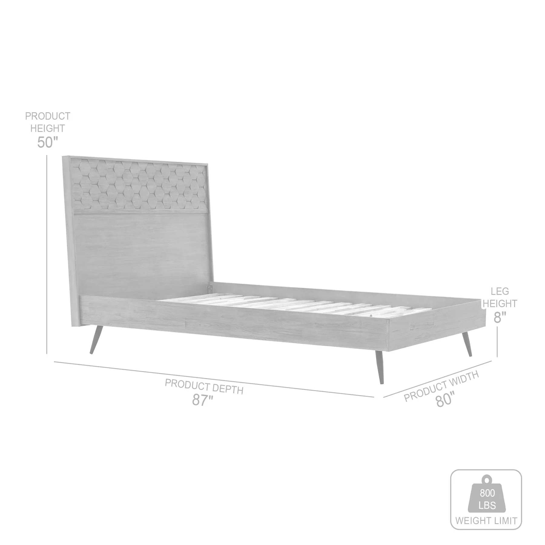 Makena King Platform Frame Bed in Gray Acacia Wood - Image 5