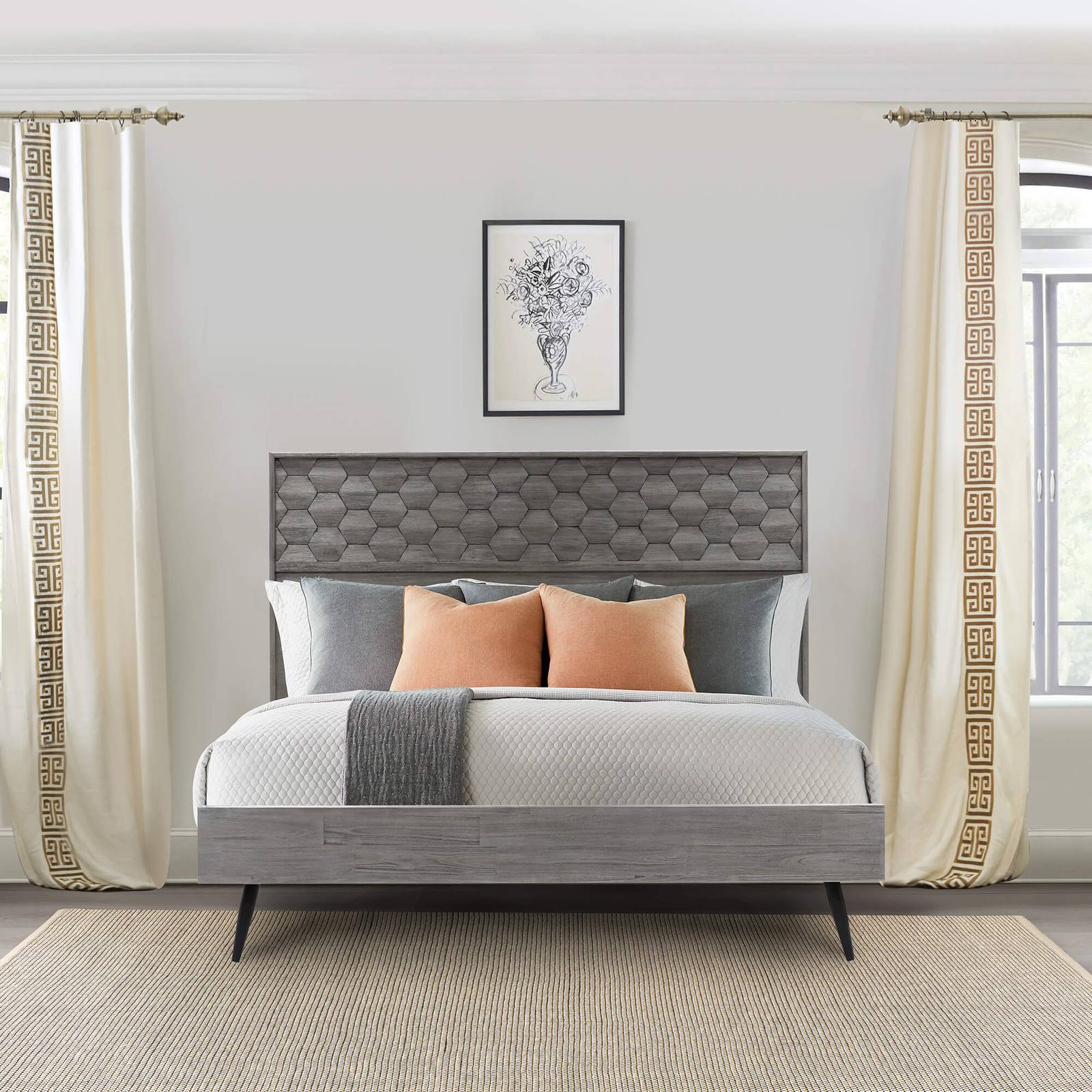 Makena King Platform Frame Bed in Gray Acacia Wood - Image 6