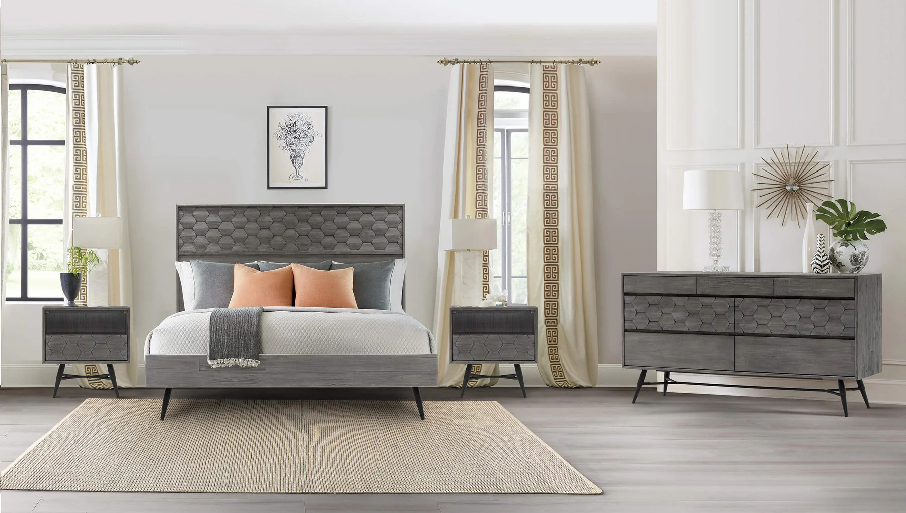 Makena King Platform Frame Bed in Gray Acacia Wood - Image 7
