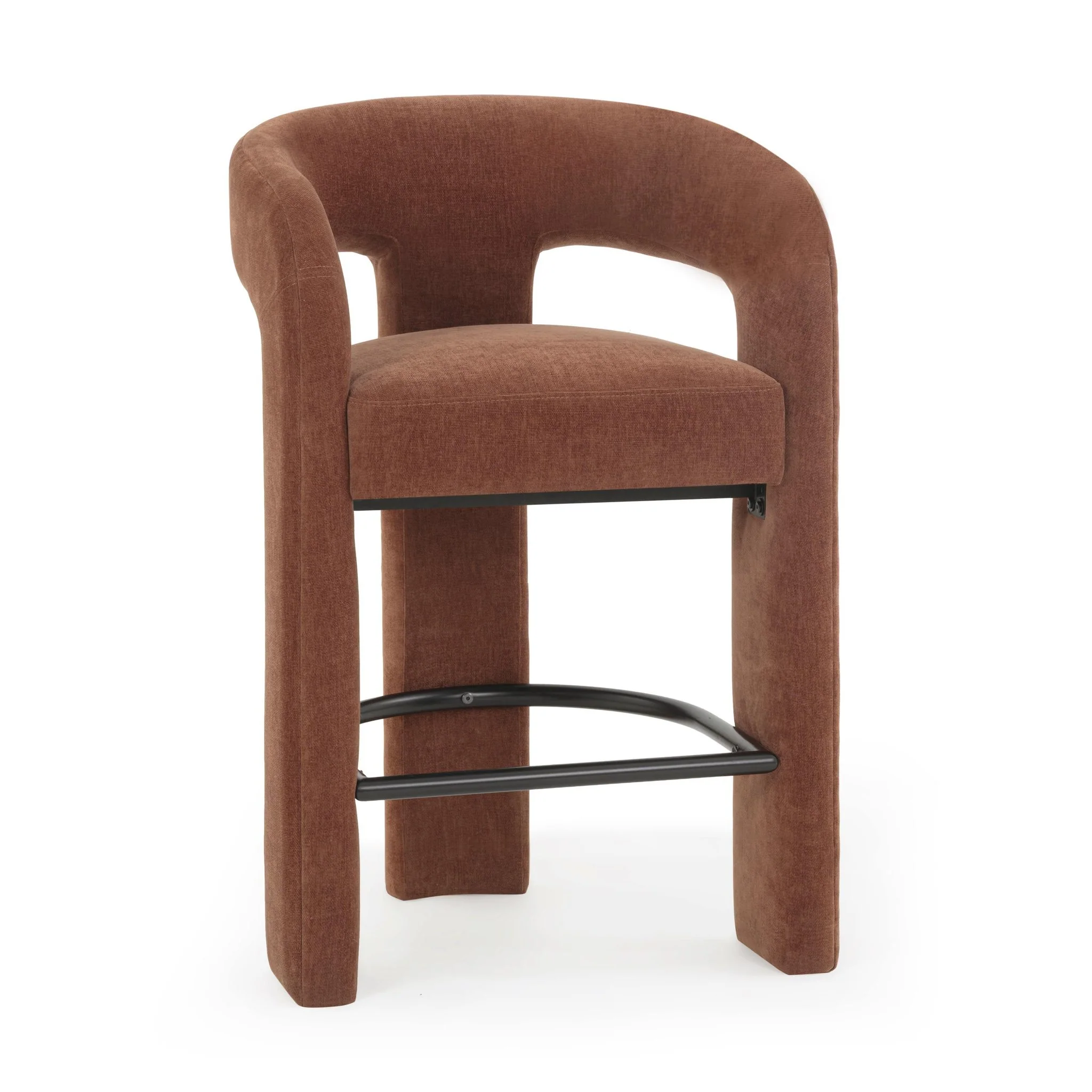 Malone Rust Red Performance Chenille Counter Stool - Image 2